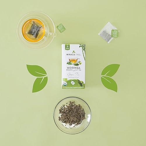 Miniatura 4 de Miracle Tree - Té orgánico de moringa superalimentaria, paquete de 2, 2 bolsas de té selladas individualmente (arándano, té verde)