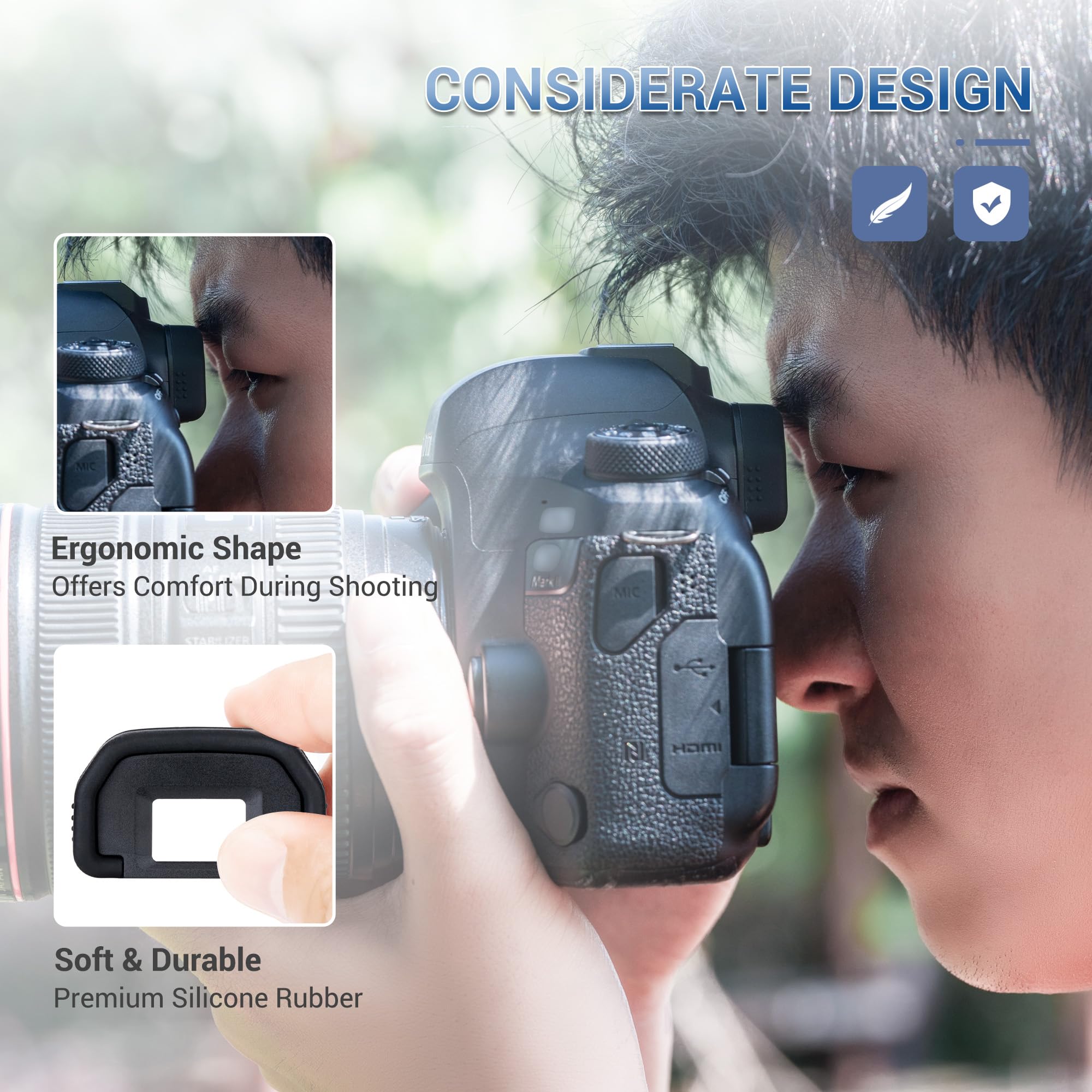 JJC 2 Types Viewfinder Eyecup Eyepiece for Canon 6D Mark II 6D 5D