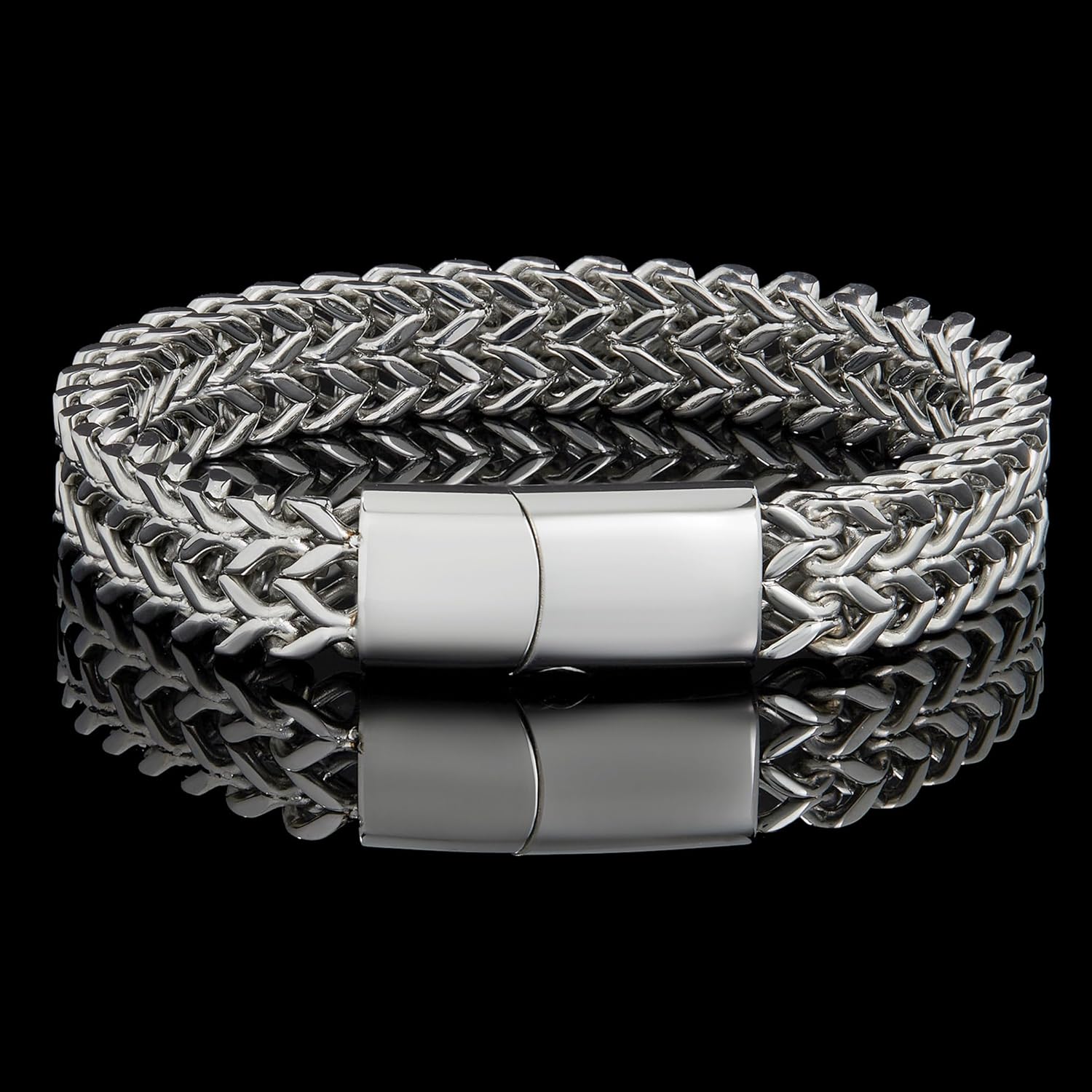 Invicta Silver Bracelet for Men, Stainless Steel Chain Jewelry, Polished Double Franco, 14mm, 8.75" - Image 3