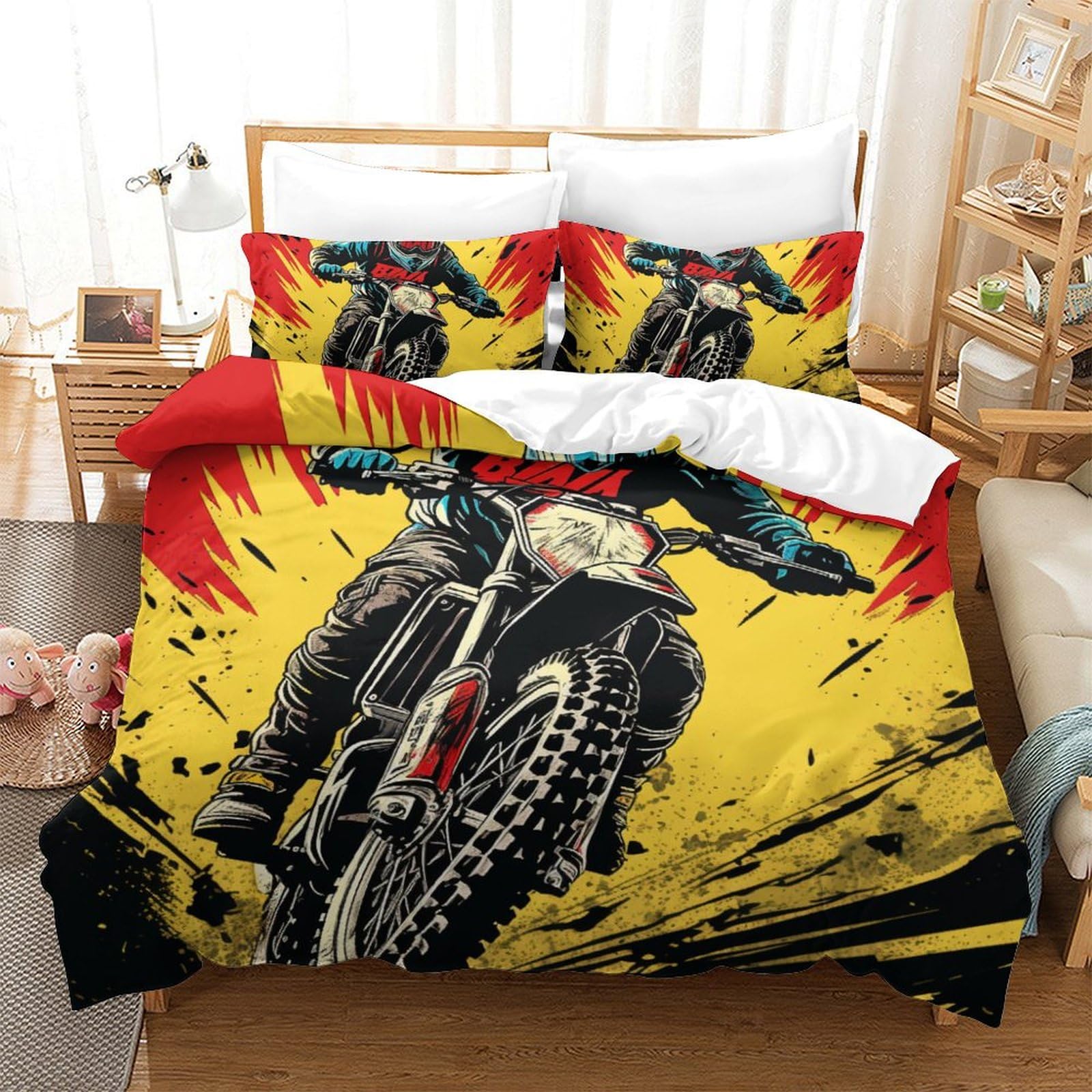 Housse de couette moto 3D pour transformer la chambre des garçons et filles passionnés