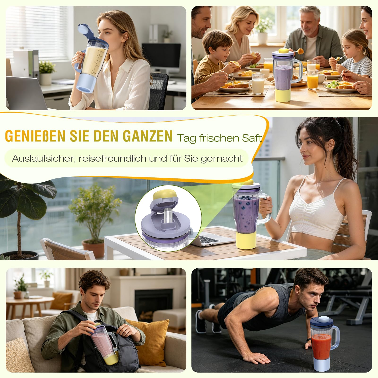 710 ml Reisebecher Ersatz für Ninja BlendBOSS Mixer | Persönlicher Smoothie-Becher mit Ausgussdeckel und abnehmbarem Strohhalm, kompatibel mit Ninja DB351 DB301 Serie (Cyberspace)