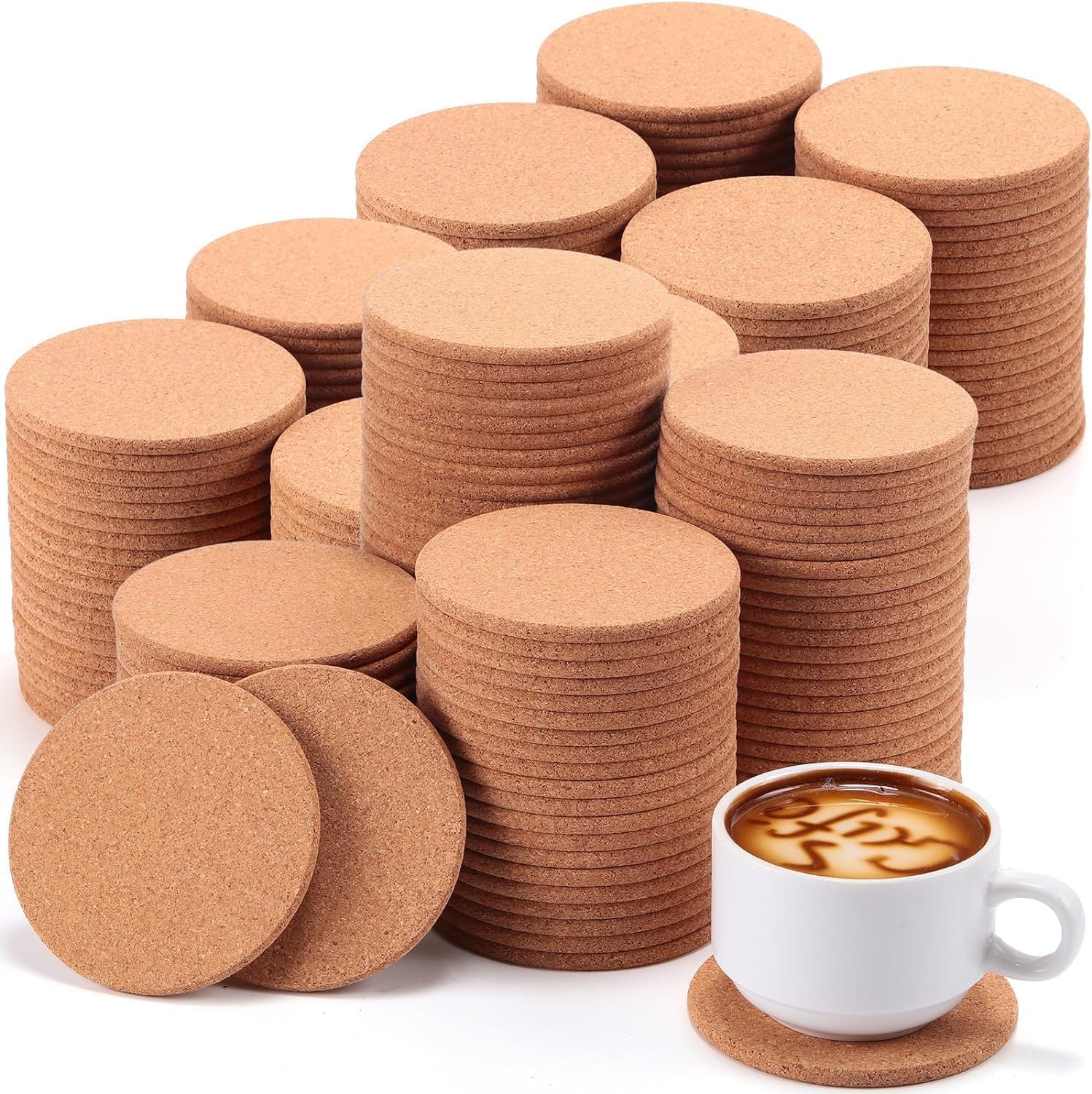 100 posavasos redondos de corcho, posavasos de corcho reutilizables de 9 cm, posavasos de corcho de cristal adecuados para casa, oficina, bar, restaurante