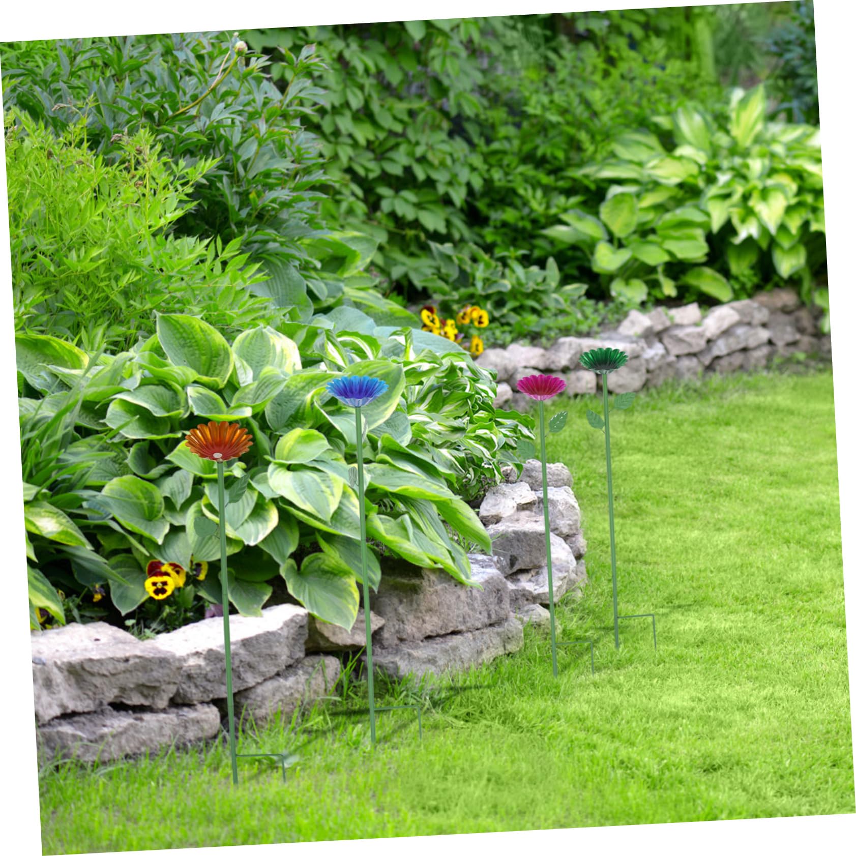 GALPADA 4pezzi Mangiatoia per Colibrì all Aperto con Picchetto Ciotola per Cibo per Uccelli da Giardino Vasca da Bagno per Uccelli Stazione di Abbeveraggio per Api Forma di Fiore