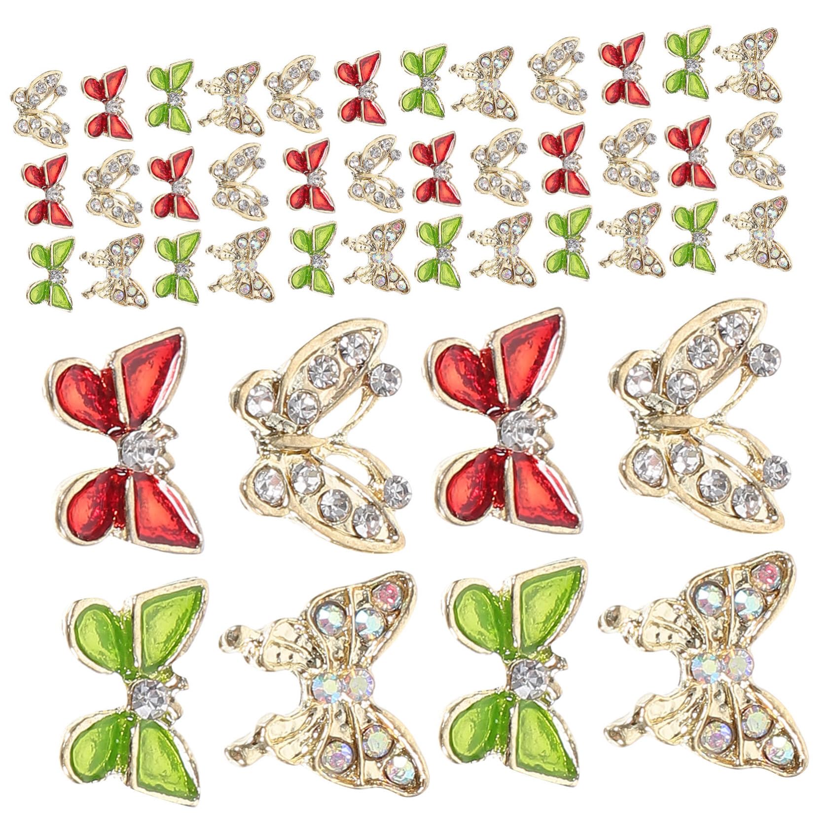WRITWAA Butterfly Nail Decorations 40pcs Christmas Charms for Nails Manicure Gems