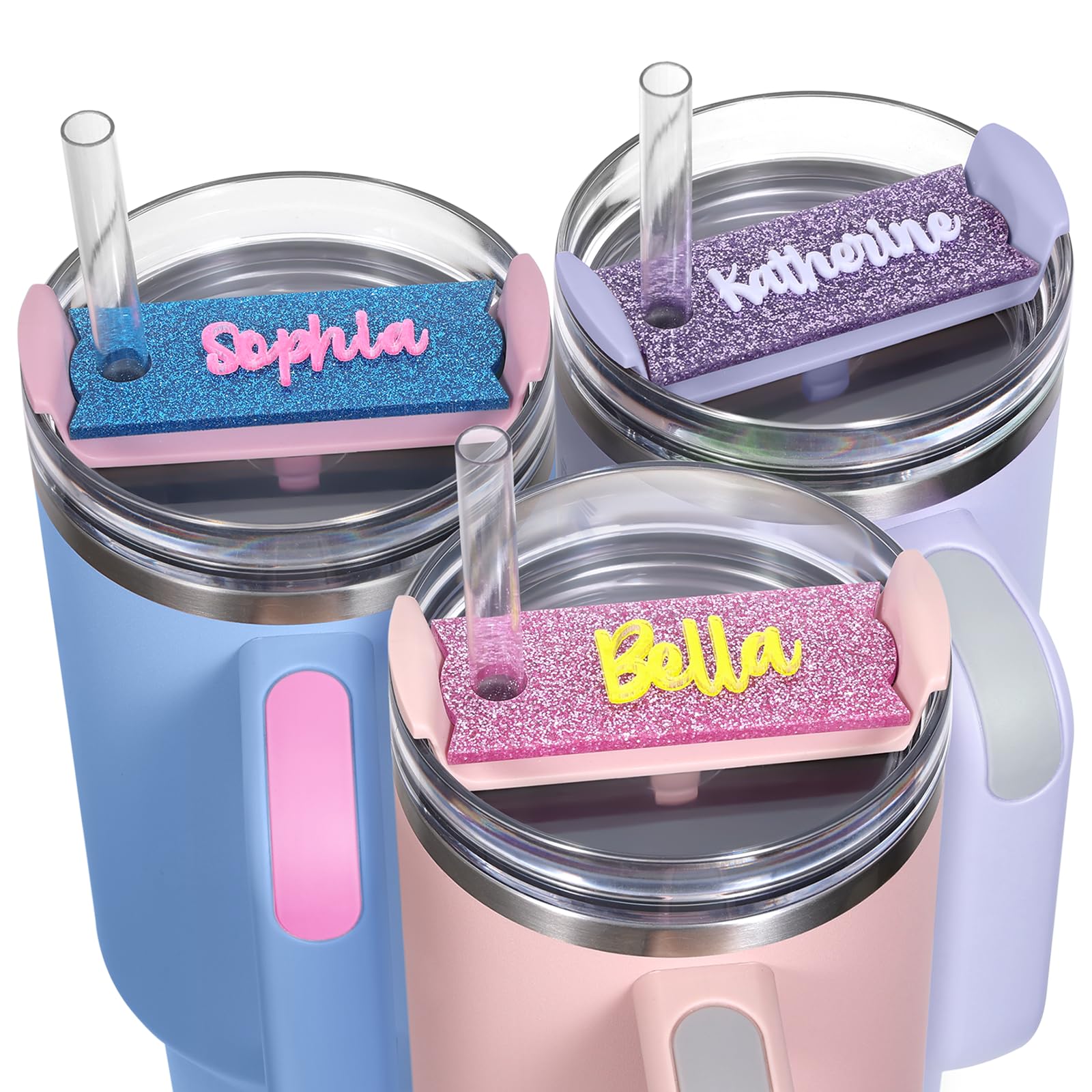 personalized stanley cup name plate for lids sparkling name tag for stanley tumbler 40 30 20 oz custom name stanley cup accessories customize gilttering name tag for stanley quencher h20