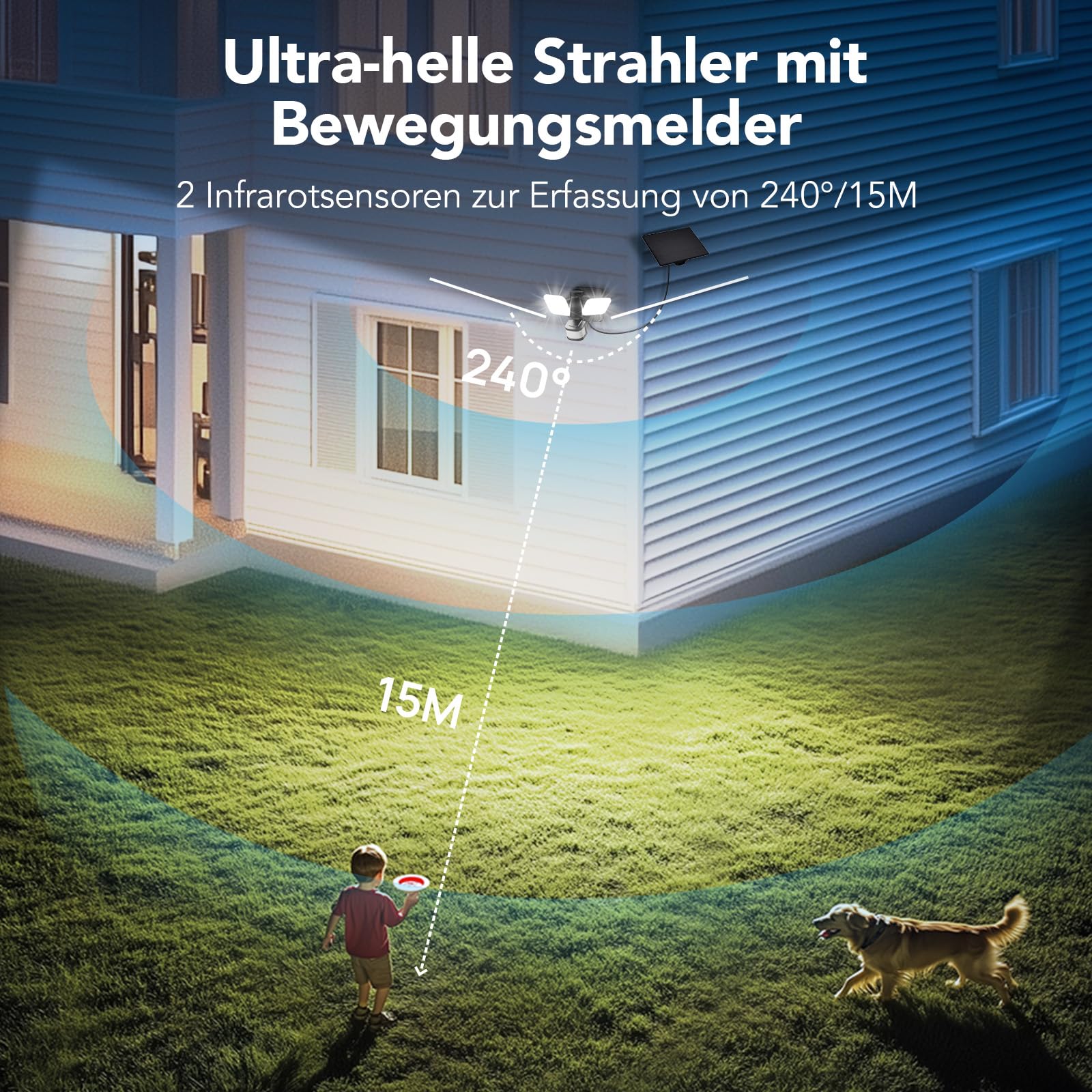 Linkind Solar & 230V Netzstrom Hybrid Außenstrahler mit Bewegungsmelder, Smart App Steuerung Außenleuchte mit RGB Nachtlicht, IP65 Wasserdicht, CCT, Timerfunktion, 25W 3000LM