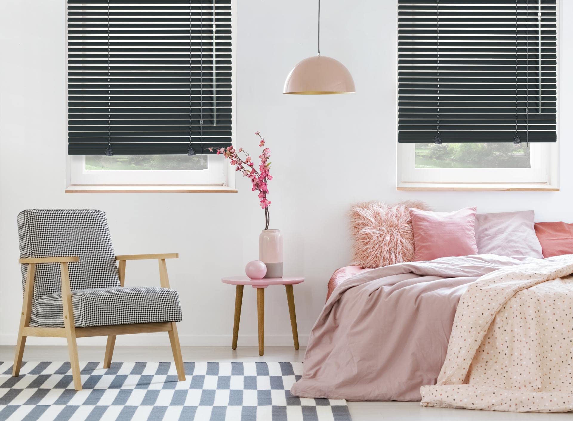 Deco Company, 23-3130 Veneziana in Alluminio con Fissaggio a Morsetto, Per privacy, protezione da luce e sole, Kit di montaggio incluso, Oscurante in alluminio, Ardesia, 80 x 220 cm (LxA)