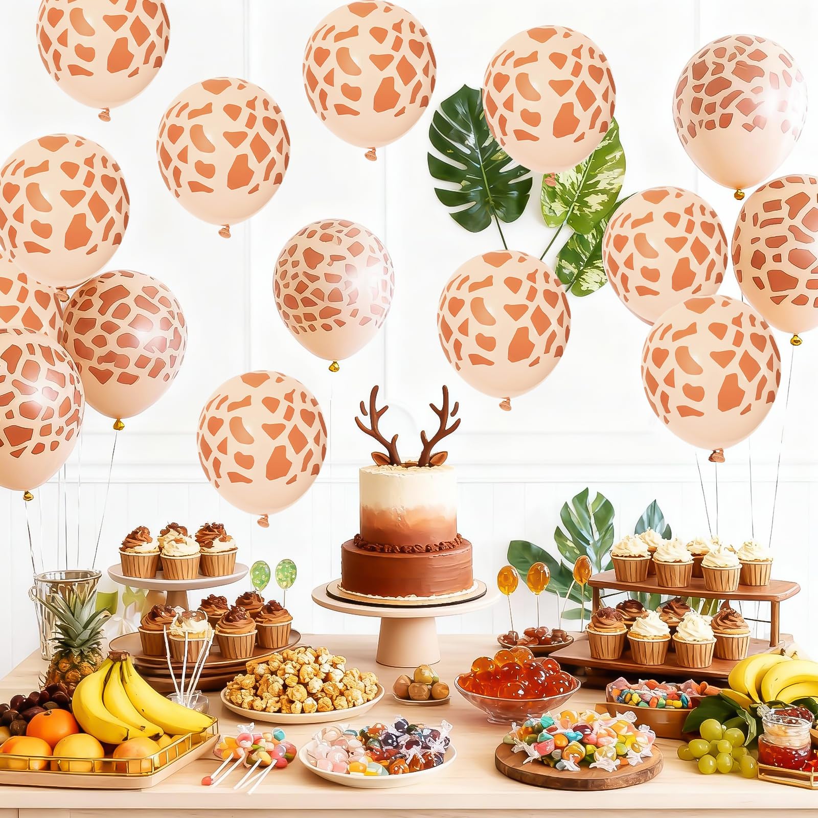 Luftballons mit Hirschdruck, 30,5 cm, Dschungelballons, Tierdruck, Latex, Dschungelsafari, Tierballon-Dekorationen für wilde Geburtstag, Babyparty, Zoo, Dschungel, Safari, Dinosaurier
