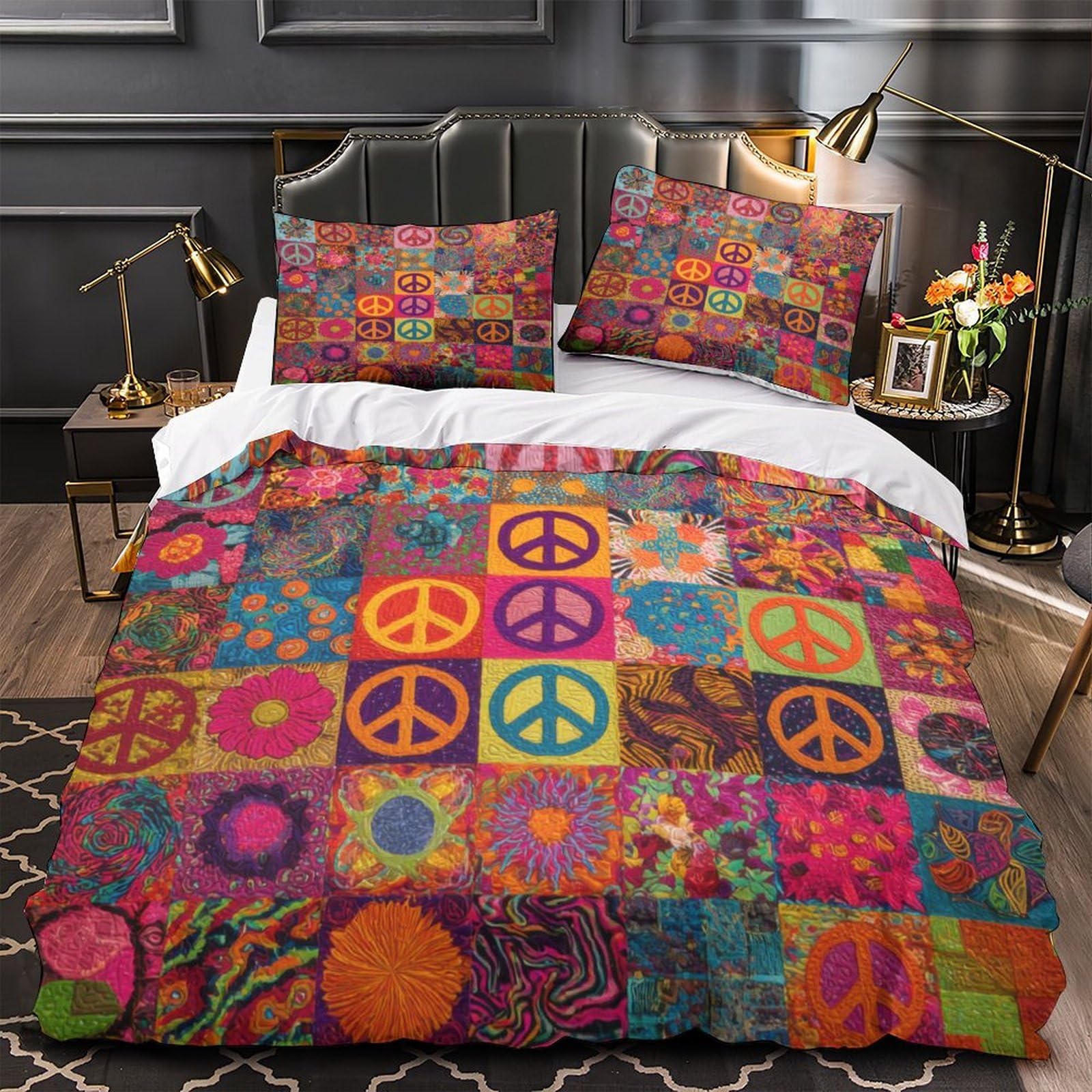 Housse de couette symboles de paix douce pour créer un cocon zen ado