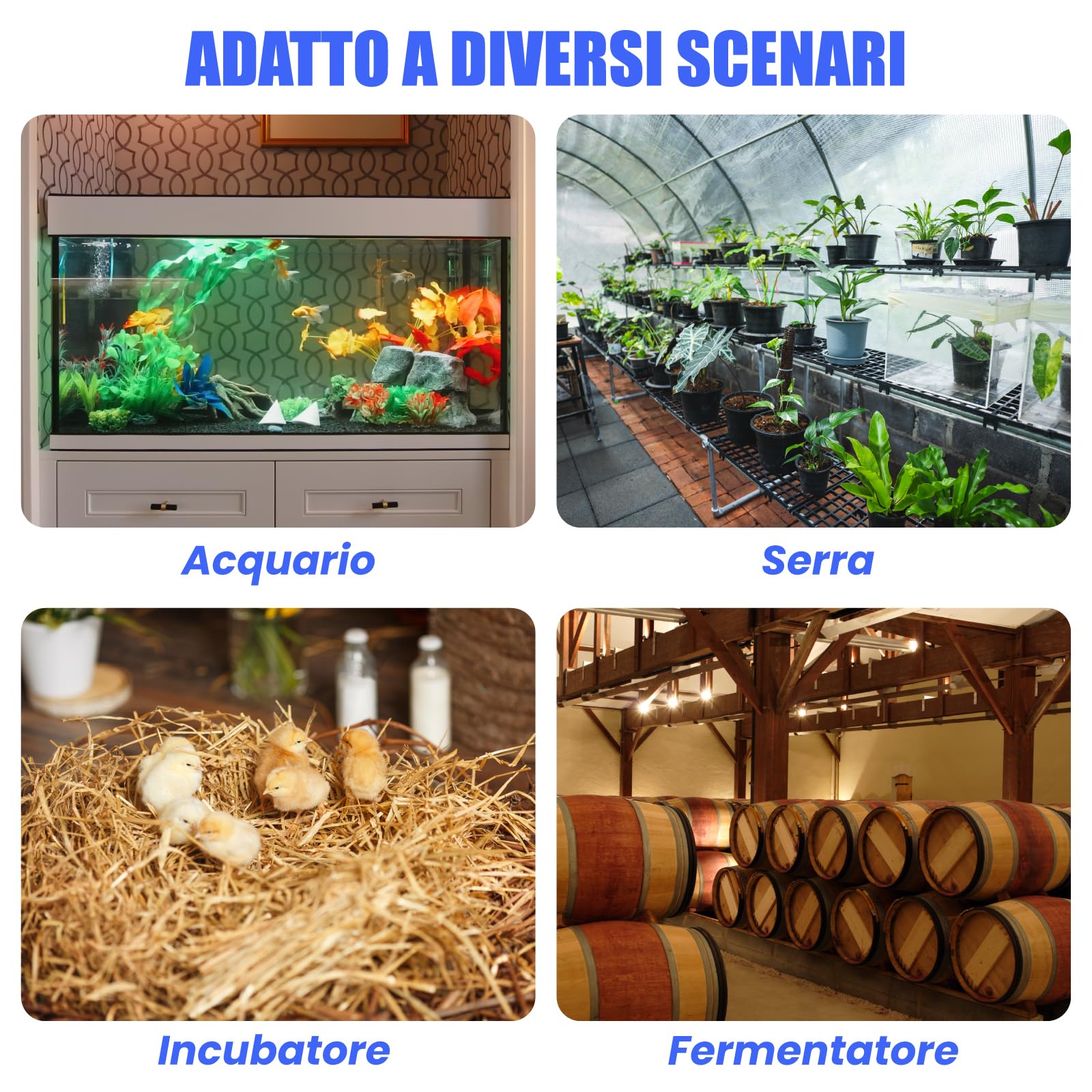 GlowUp Termostato Digitale per Rettili, 220V Presa Termostato Terrario Rettili Digitale Presa con Sonda, Riscaldamento e Raffreddamento con Giorno Notte Timer per Serra, Acquario, Rettili