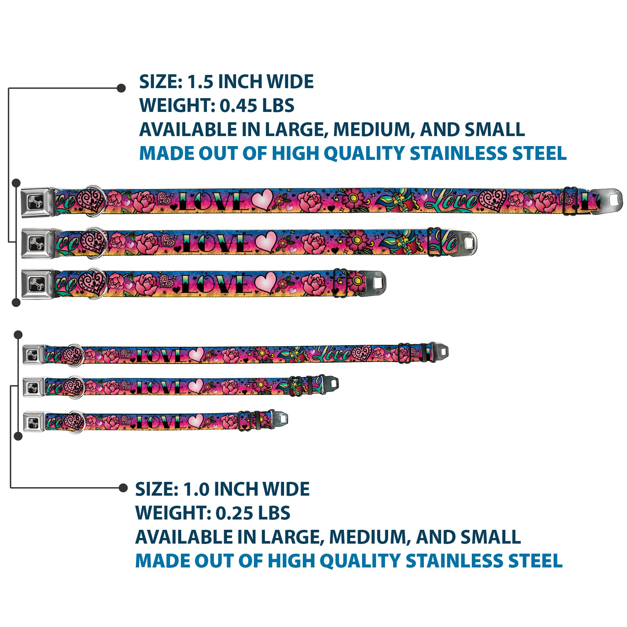 Buckle-Down Collar para Perro con Hebilla para cinturón de Seguridad, Color Morado (13 a 18 Pulgadas, 1.5 Pulgadas de Ancho, Multicolor (DC-W31214-WS)