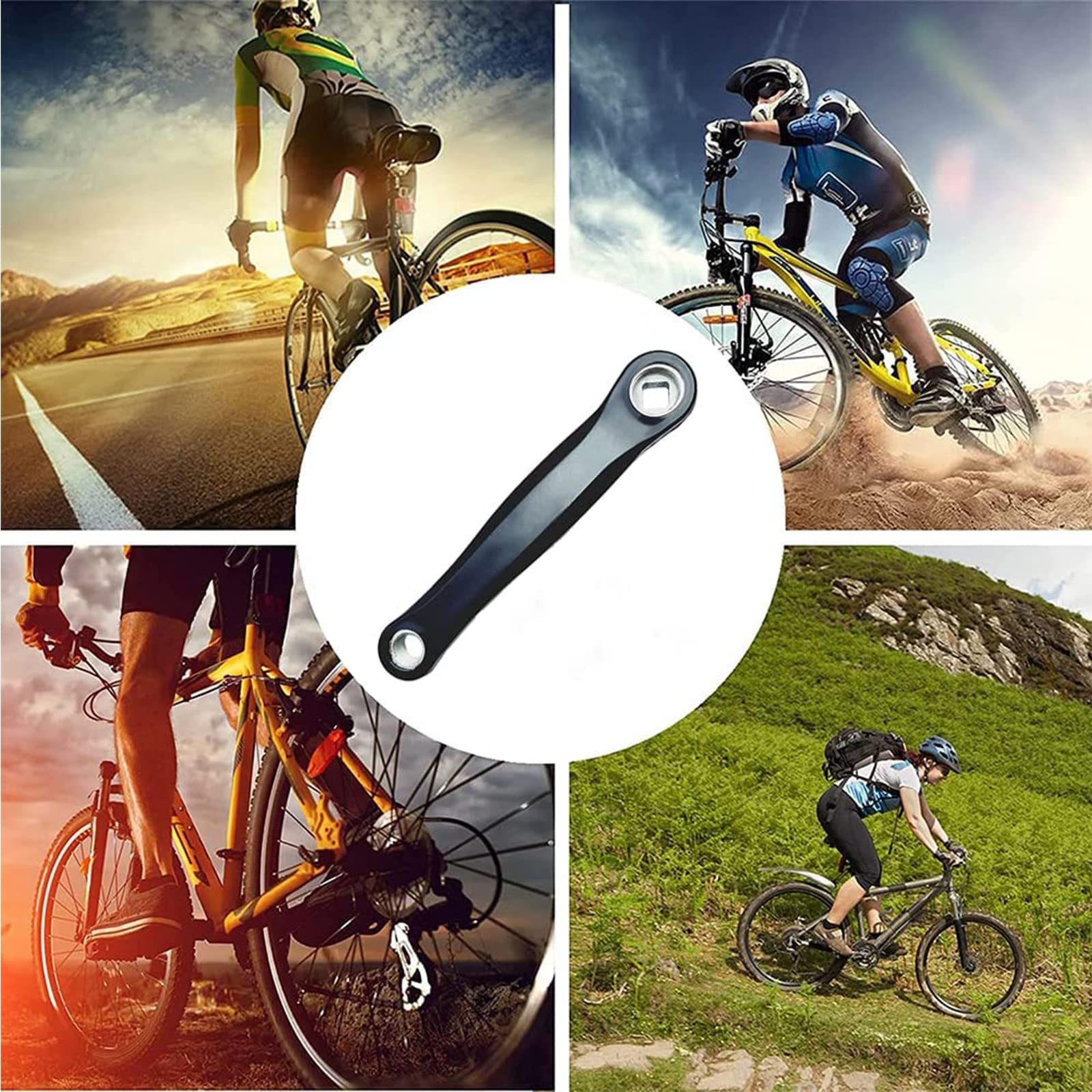 Manivela Bicicleta Montaña 170 mm Biela Izquierda Cuadrada Negro