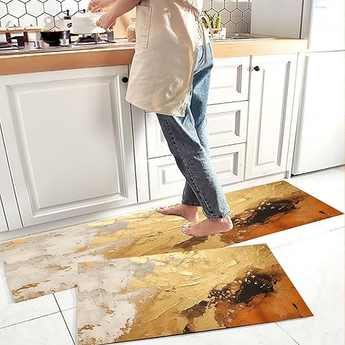 Miniatura 1 de Tapete de cocina con diseño geométrico abstracto, acolchado, antideslizante, tapete de cocina cómodo, suave, tapete de pie