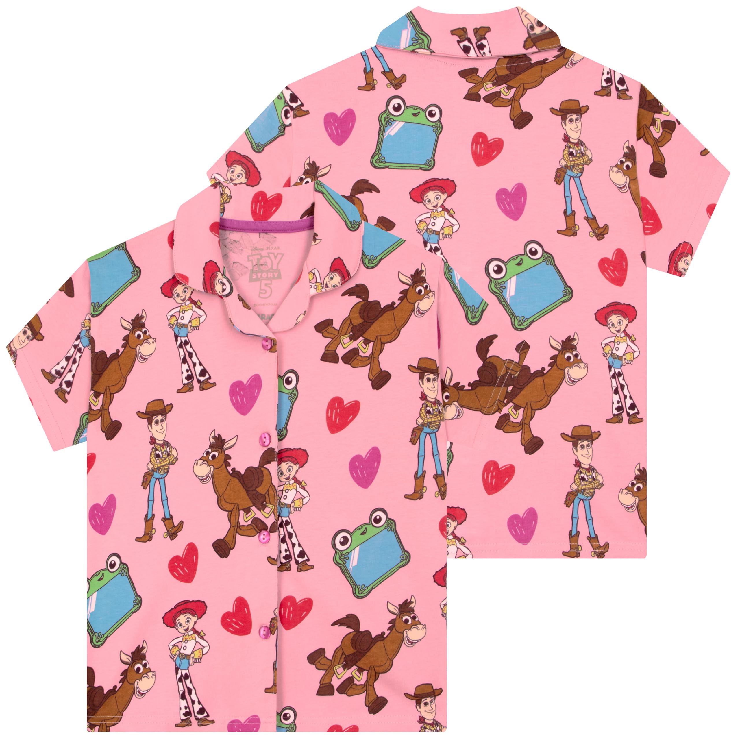 Disney Pigiami Ragazza, Toy Story Pigiama Bambino con Jessie, Woody & Bullseye, Pigiama Cotone Bambina Short Set, 2-8 Anni