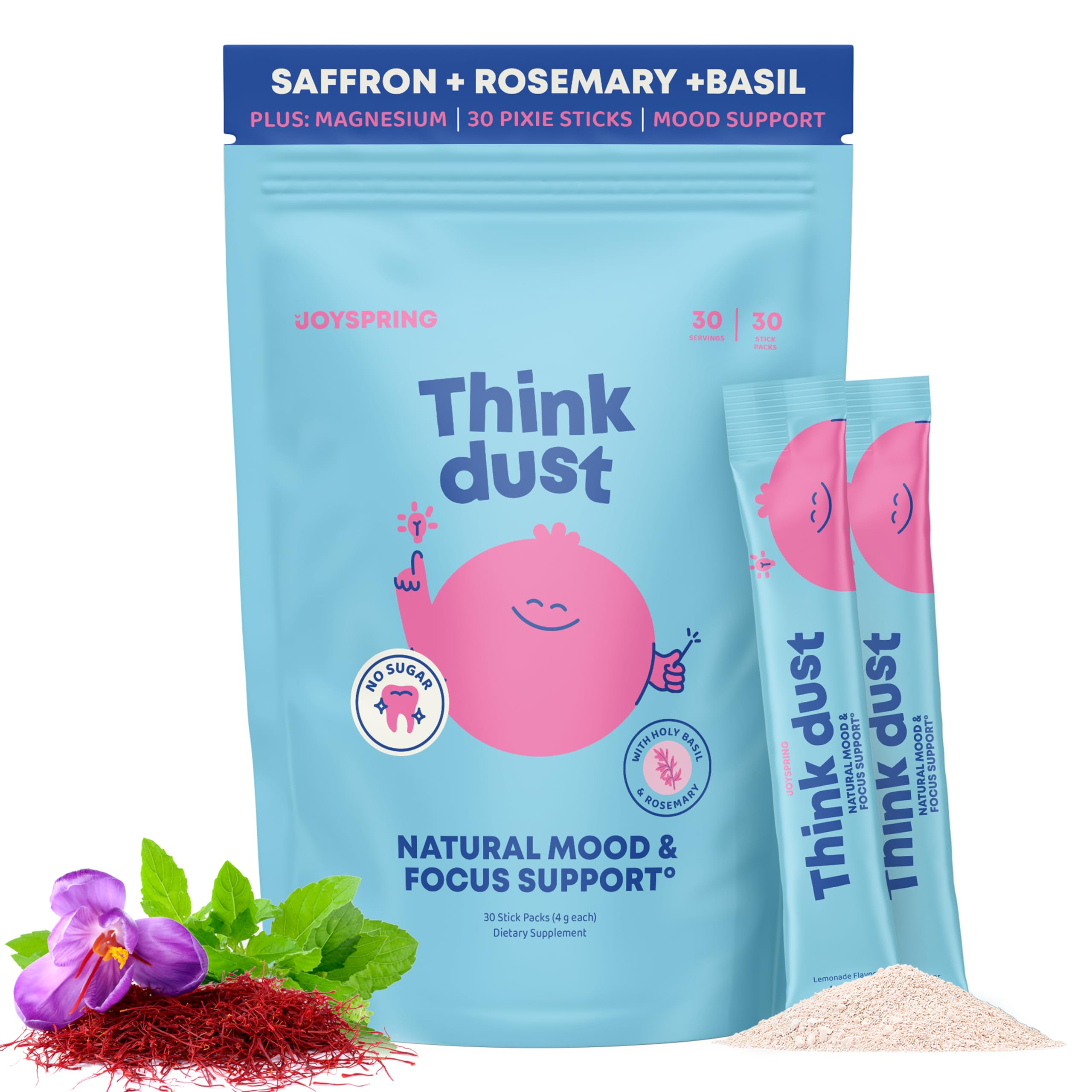 JoySpring Think Dust Kids Magnesium Sticks, Lemonade, 30 Servings, 4+