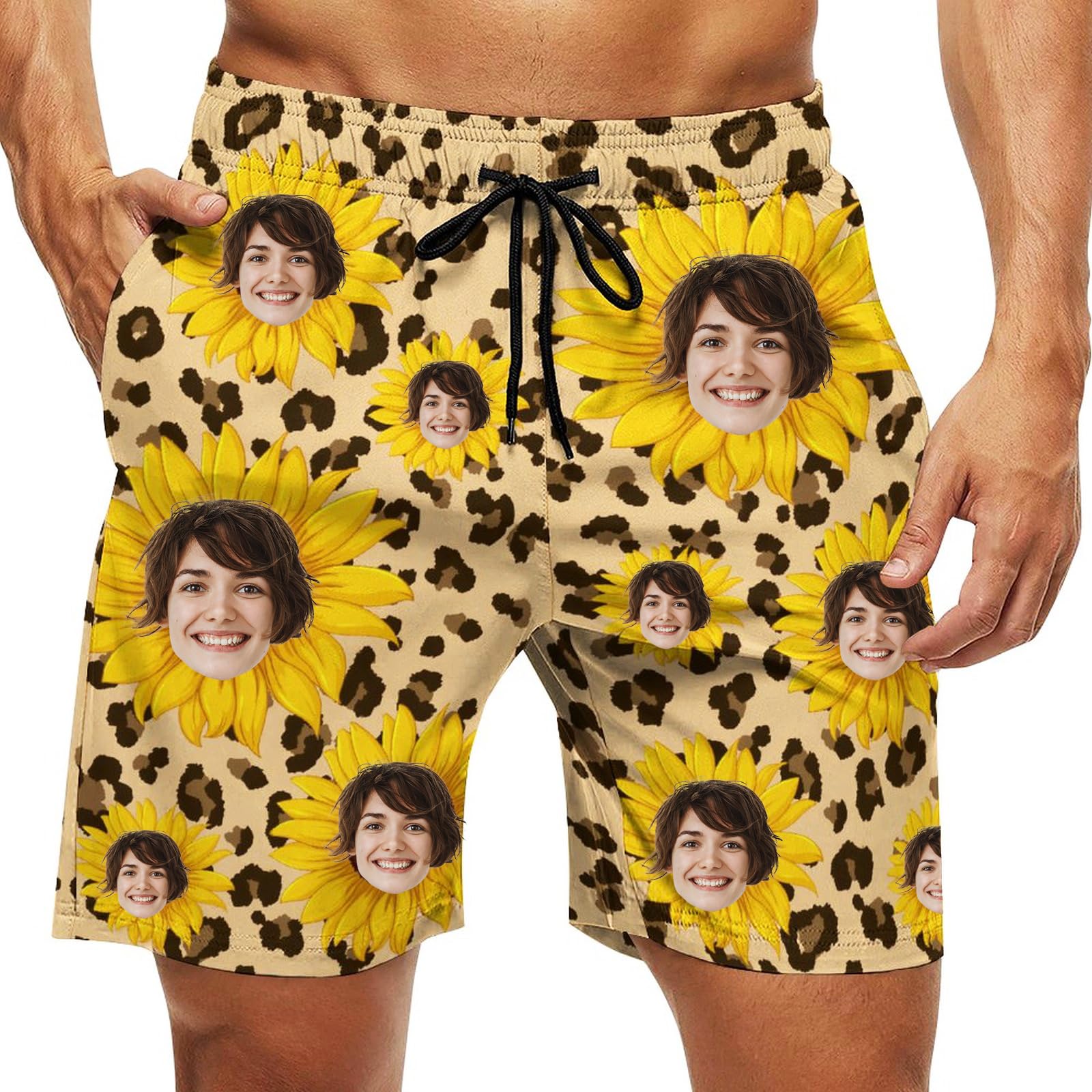 Custom Swim Trunks Men Personalized Funny Swim Beach Shorts with Faces on Them Custom Birthday Gifts for Men