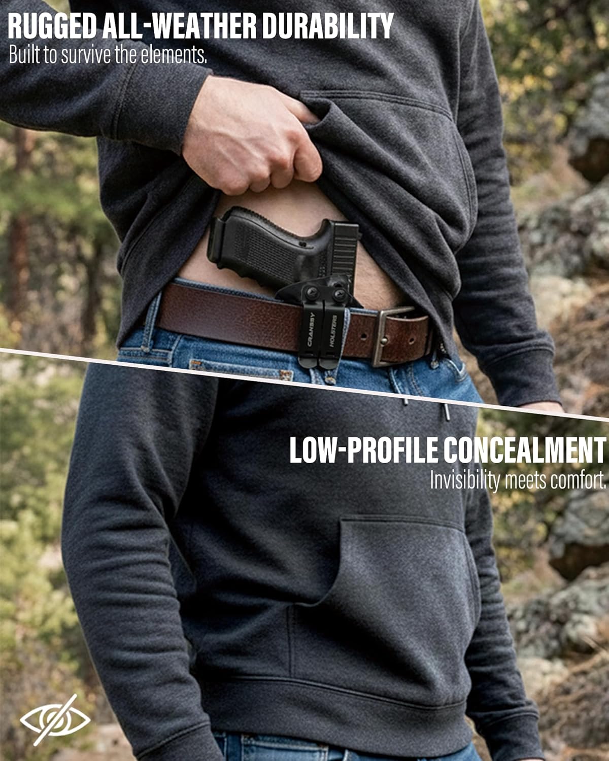 IWB KYDEX Holster Fits Glock 43- Inside Waistband Carry - Adj .Cant - Optic Cut