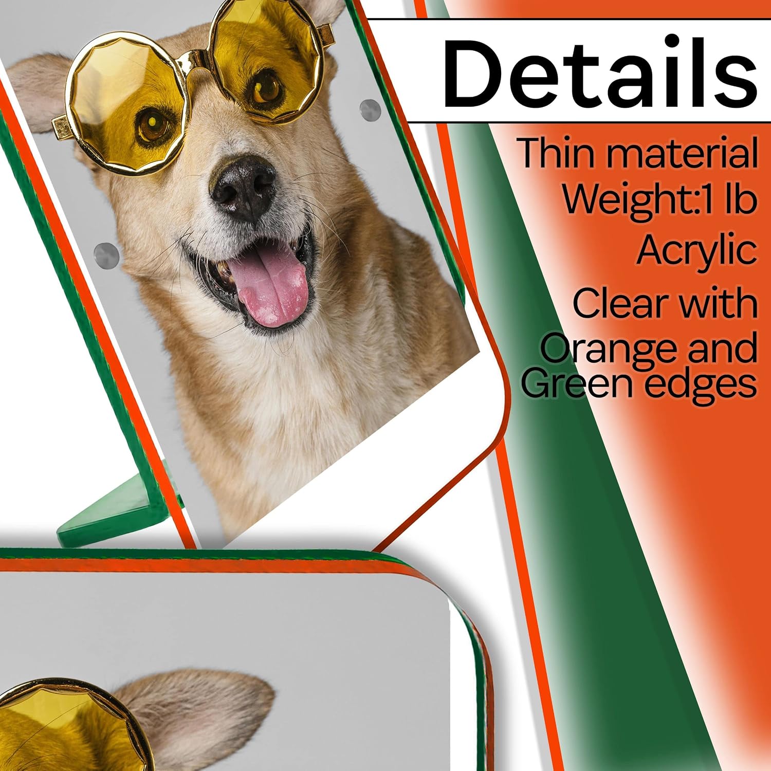 Canetti Colorful Magnet Picture Frames - 5"x7" - Acrylic Frame (Orange/Green)