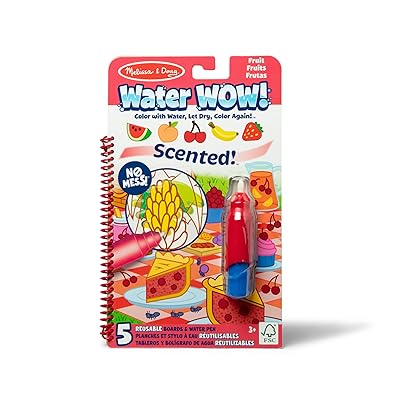Melissa & Doug Scented Water Wow! Mess Free Coloring Book, Reusable Water-Reveal Activity Pad, Fruit, Travel Toys, Party Favors, for Toddlers for Kids Ages 3+ - FSC Certified