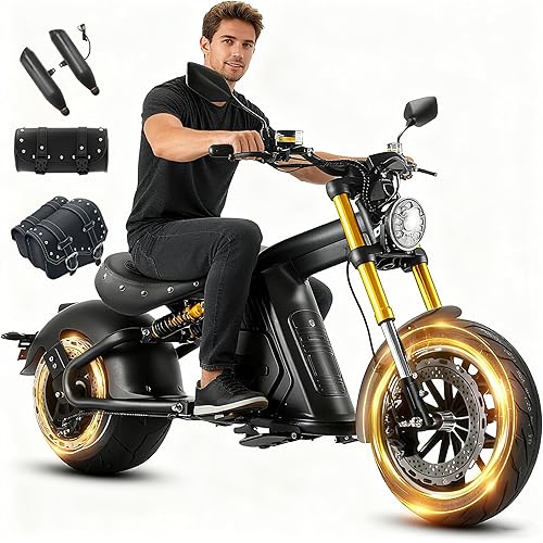 [2025 Upgraded]eAhora M8S 4000W 50MPH Electric Motorcycle for Adults,70V 35Ah Large Battery 90 Miles Long Range Street Legal Motorcycle Dual Hydraulic Brakes Full Suspension Adult Electric Motorcycle