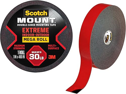 Scotch-Mount Double Sided Mounting Tape Heavy Duty, Black Extreme Mounting Tape, 1 Roll Adhesive Tape, 1 in x 400 in Wall Tape (33.3ft), Our
