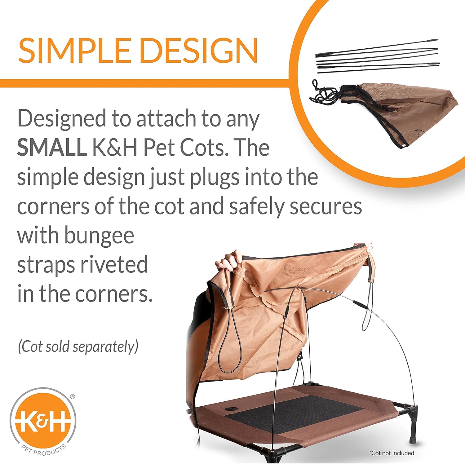 review K&H Pet Products Pet Cot Canopy - Tan, Small 17 X 22 Inches