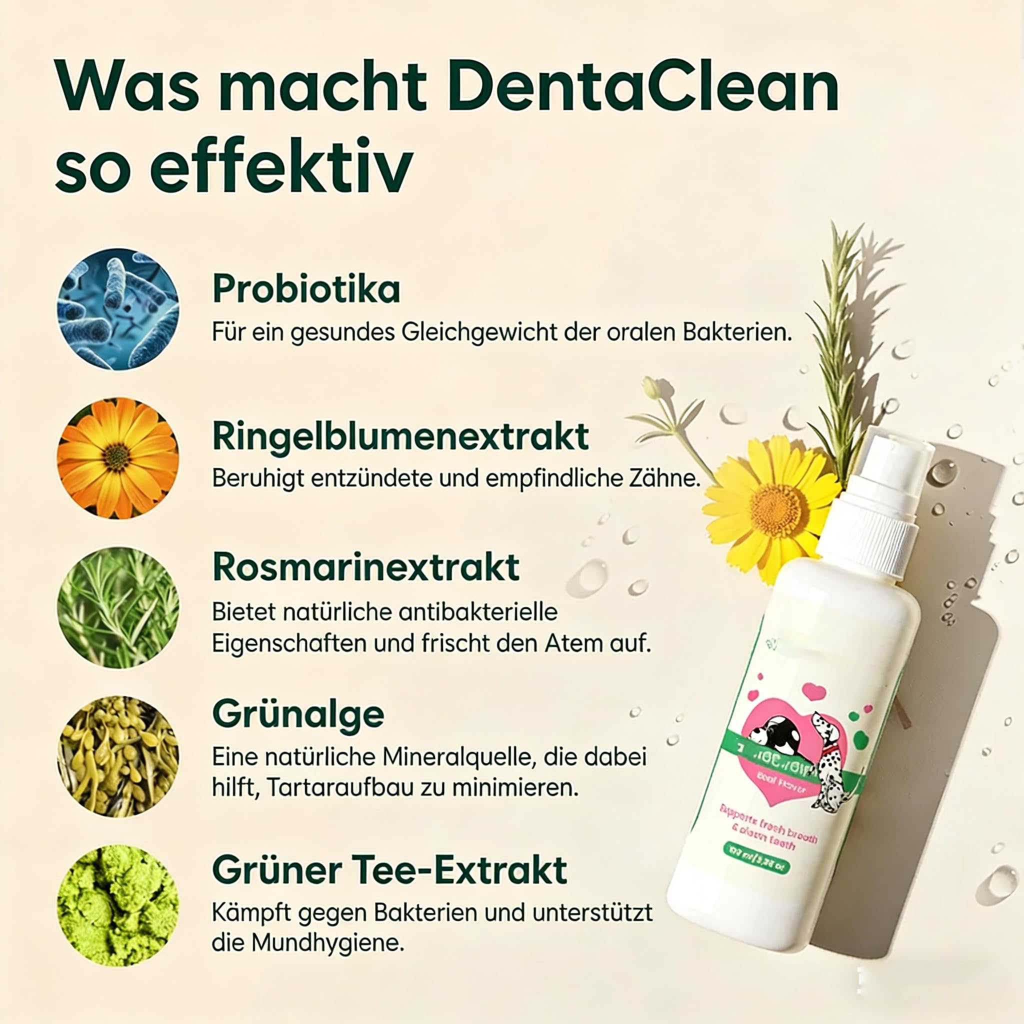 Natürlicher Atemfrischer Hundezahnspray und Katzenzahnspray - Zahnpflege ohne Zähneputzen, Plaquebekämpfung und Unterstützung der Zahnfleischgesundheit