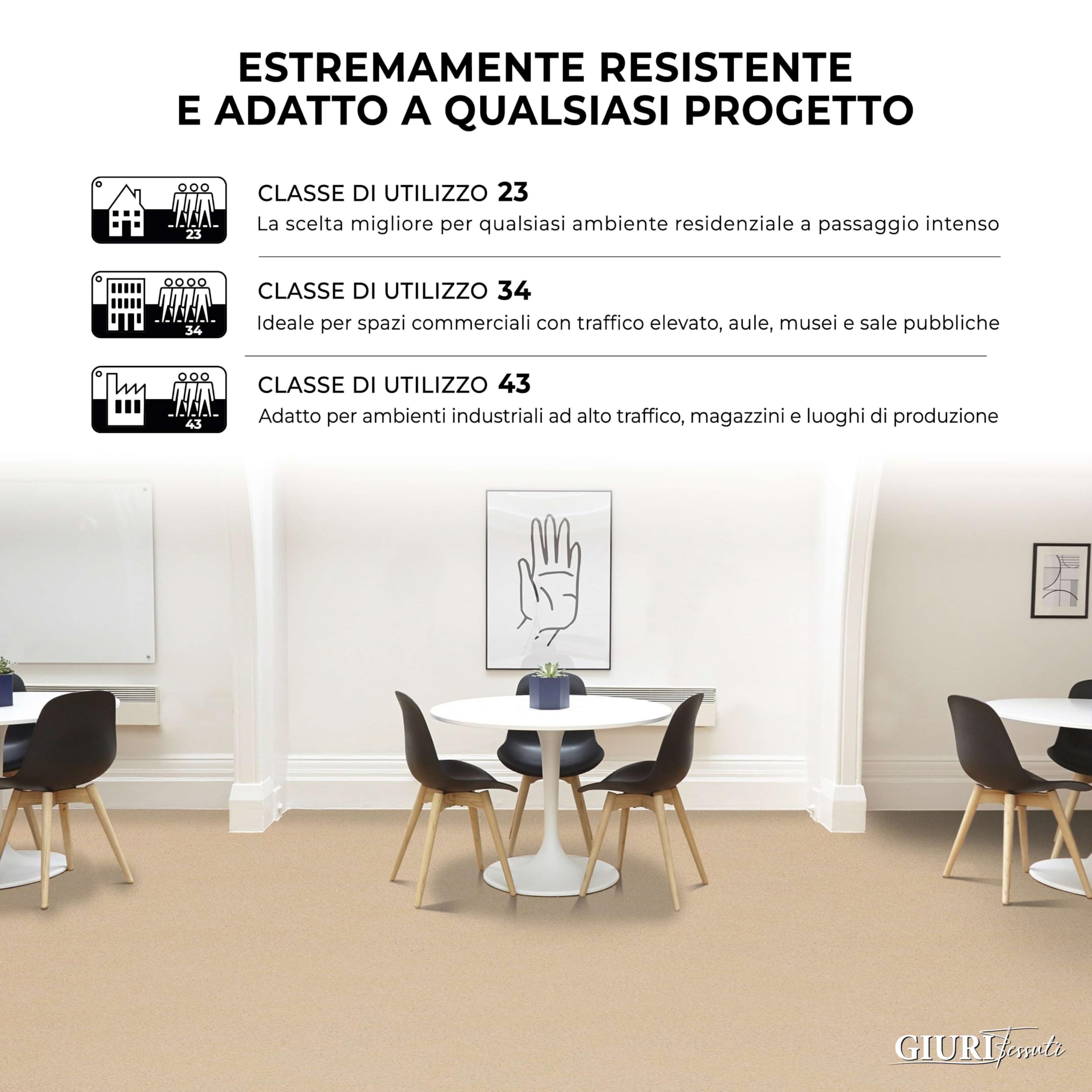 GIURI TESSUTI - Pavimento in PVC Maxima H 100cm - Rivestimento in Vinile Venduto al Metro Lineare per Calpestio Intenso e Uso Professionale - Impermeabile, Antiscivolo, Antibatterico (KORA SAND)