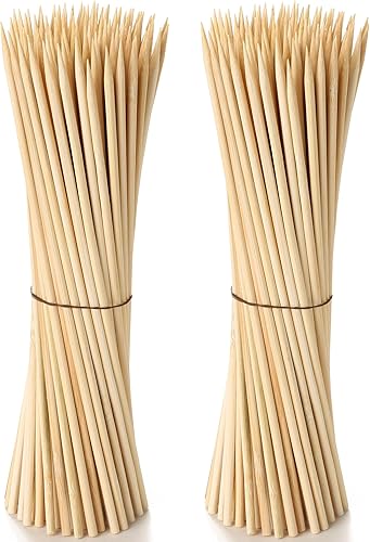 100 unidades Brochetas de bambú de 12 pulgadas para Shish Kabob, brochetas para asar a la parrilla, barbacoa, frutas, aperitivos, cócteles y palitos