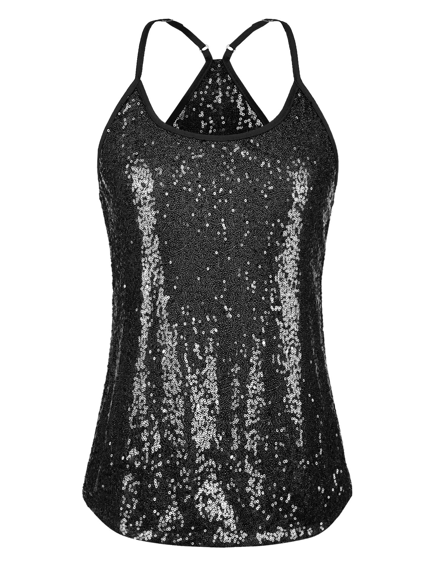 Plus Size Sequin Tank Top Amazon Women's Plus Size Glitter Sequin