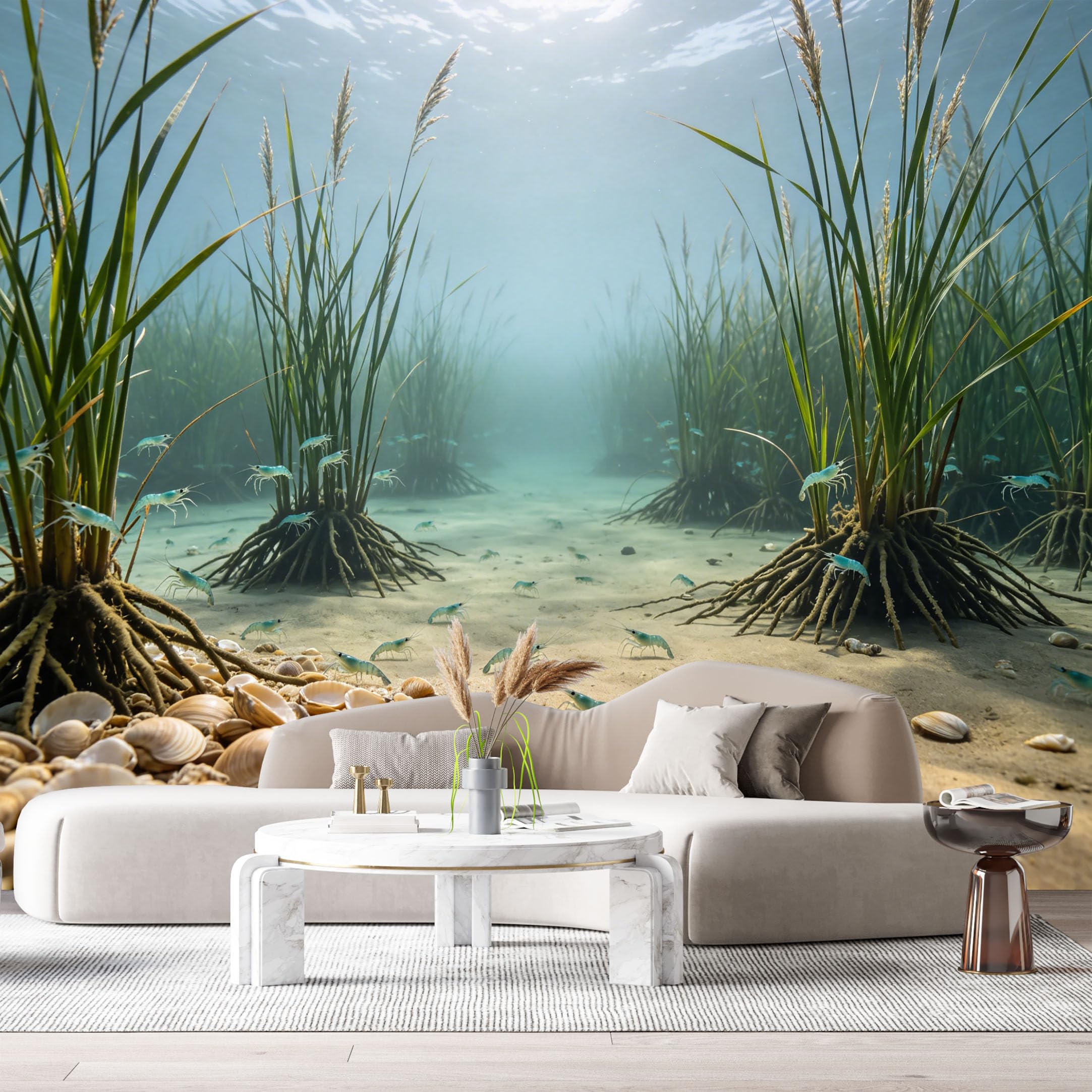 Custom Size Wall Murals Underwater Ocean Marine 3D Aquatic Plants Shells SelfAdhesiveWall Fabric Removable Wallpaper Wall Decor for Living Room Bedroom Bathroom