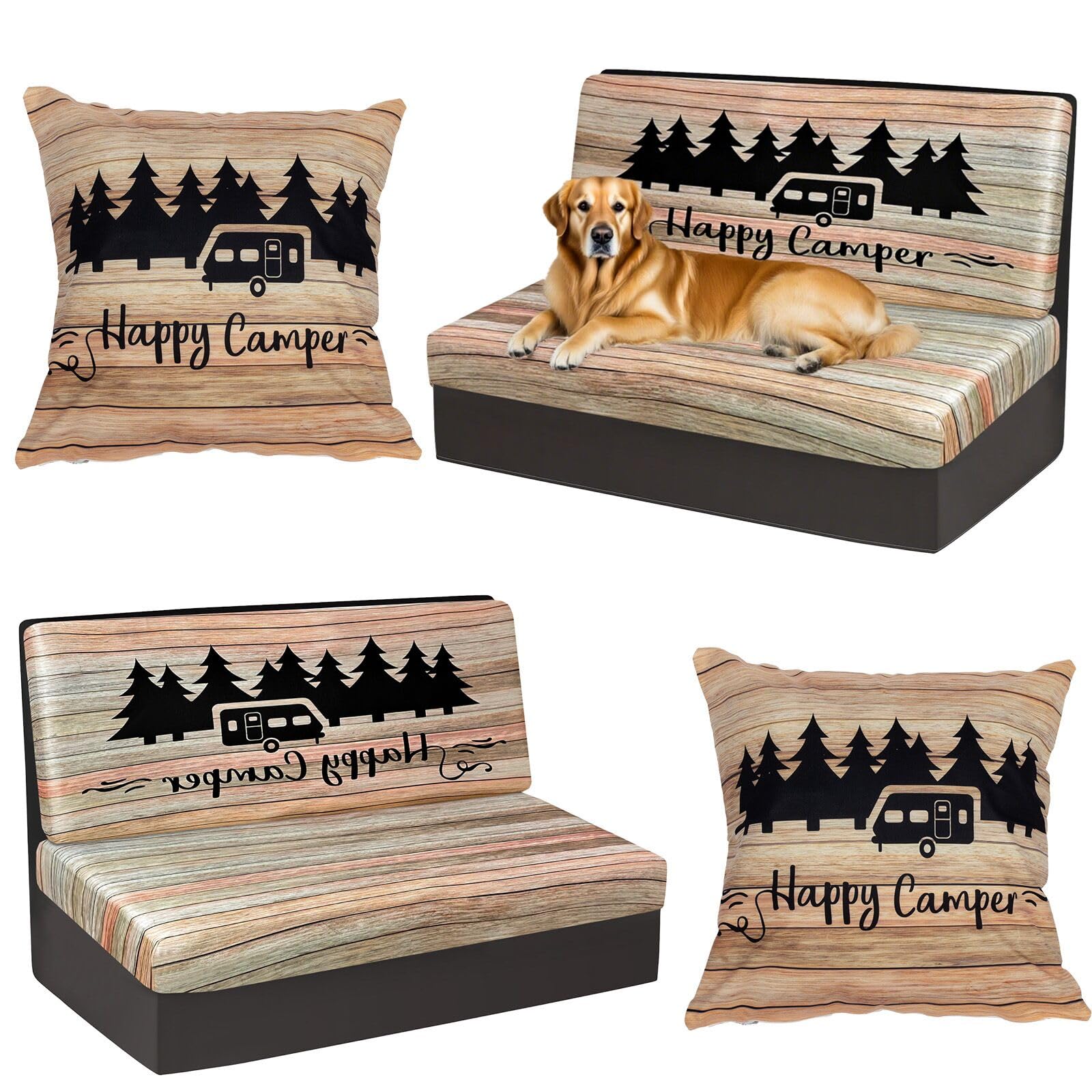 Photo 1 of ***MISSING PARTS***
BBSET 6pcs Rv Dinette Cushion Covers Stretch Washable Rv Cushion Slipcove Replacement for Camper Car Bench, 2 Pillowcase, 2 Backrest and 2 Bench Covers (Brown Wooden)