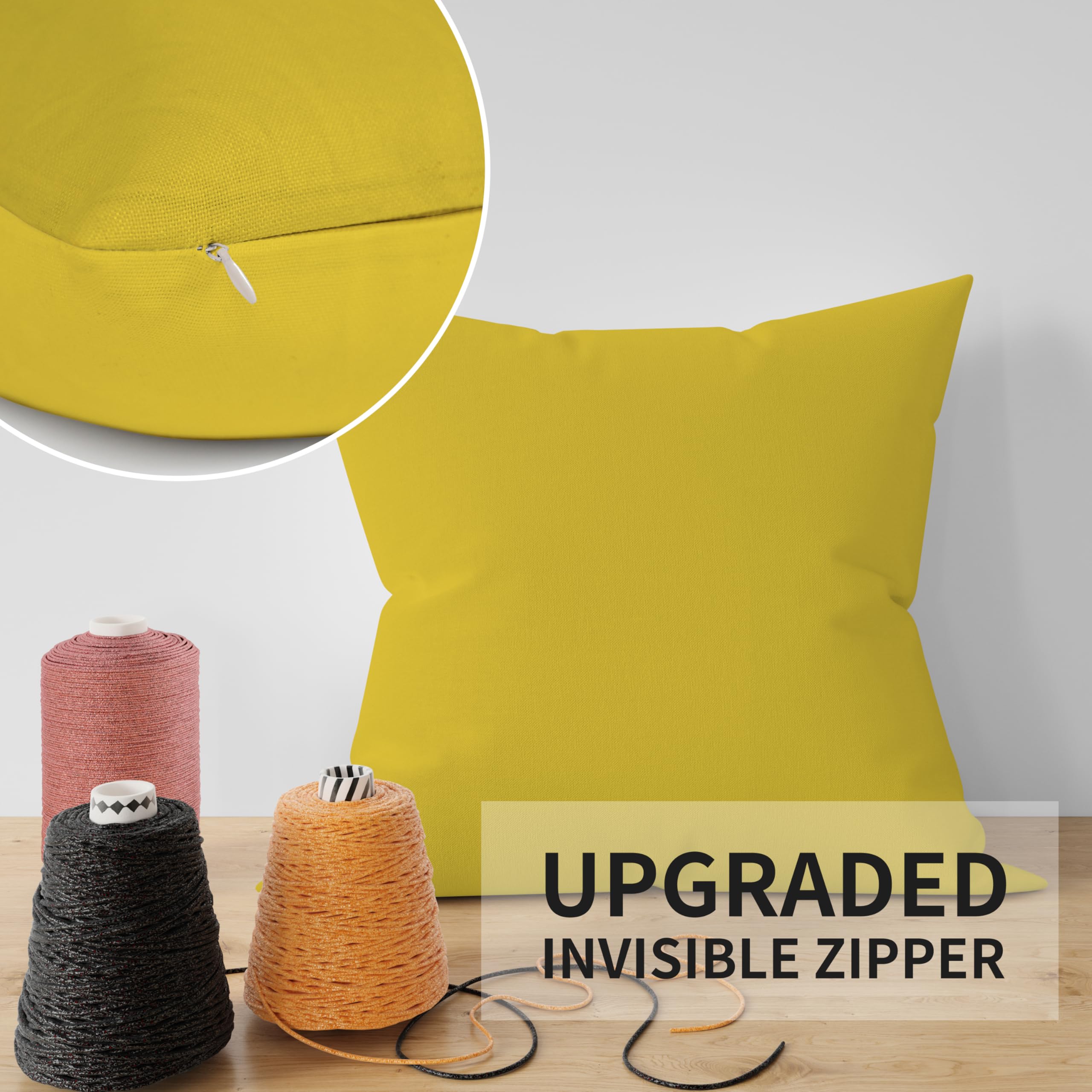 ggaimwf Solid Color Linen Look Cushion Covers for Sofa Green Gradient Throw Pillow for Bed Spring Light Green Color Handmade Square Cushion Cases with Invisible Zipper - Image 4