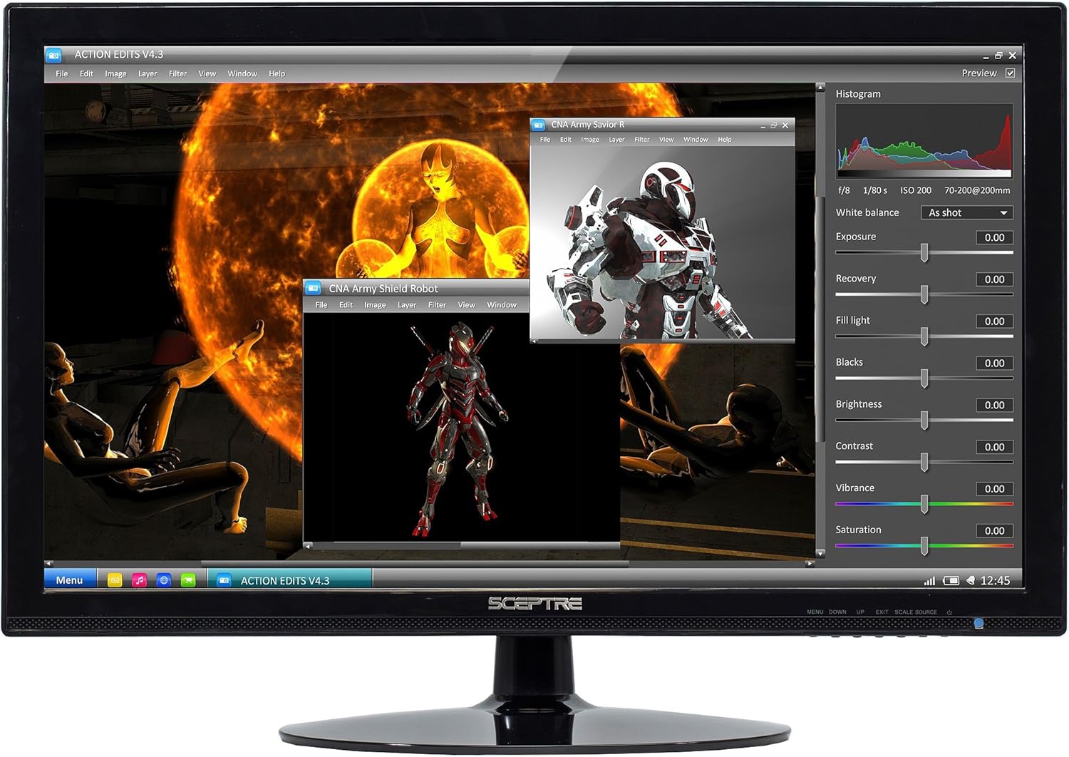 Sceptre 24-дюймовый светодиодный игровой монитор FHD 2x HDMI VGA 75 Гц встроенные динамики, машина черная