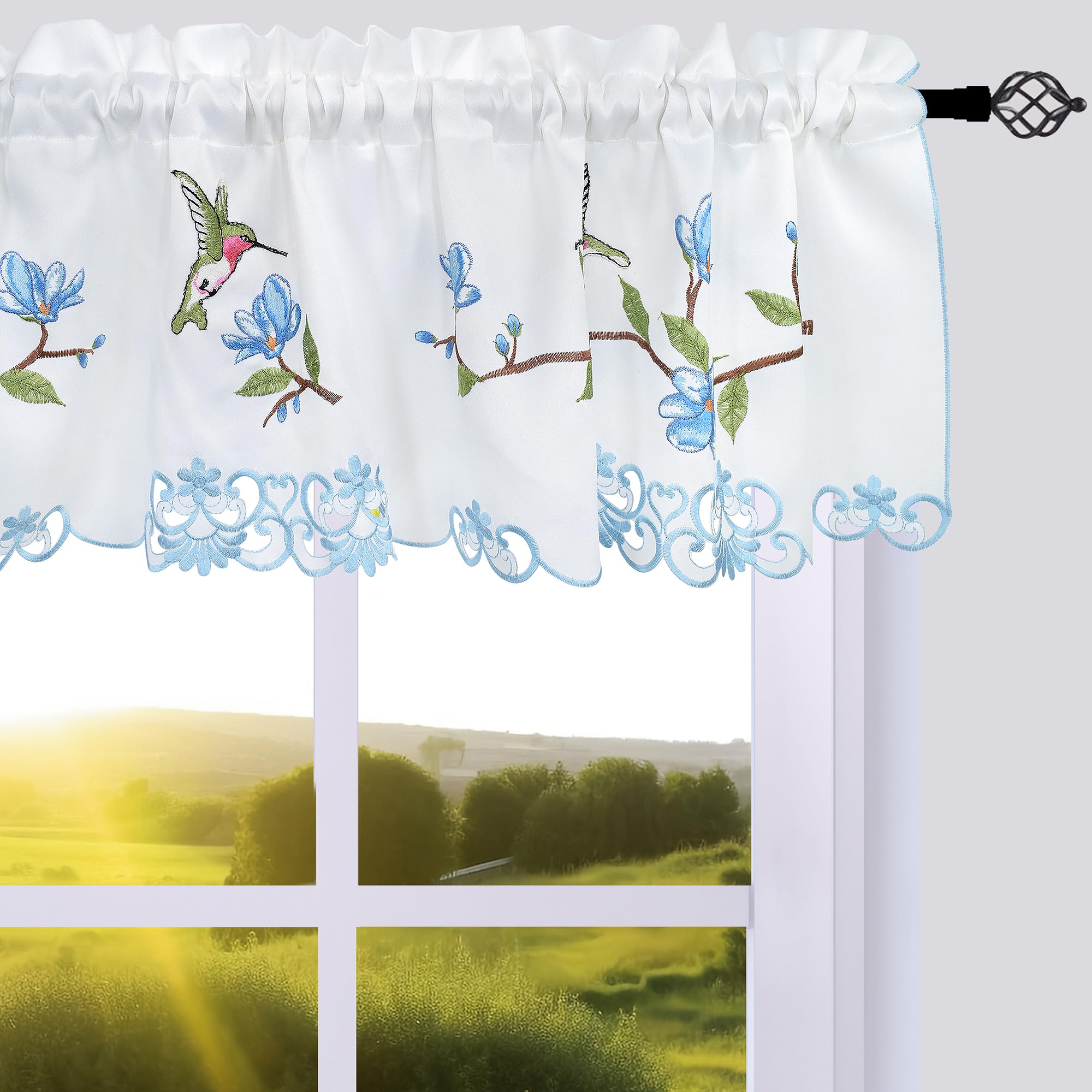 Amazon.com: Molaxhome Beautiful Dazzling Embroidered Window Valance,Rod ...