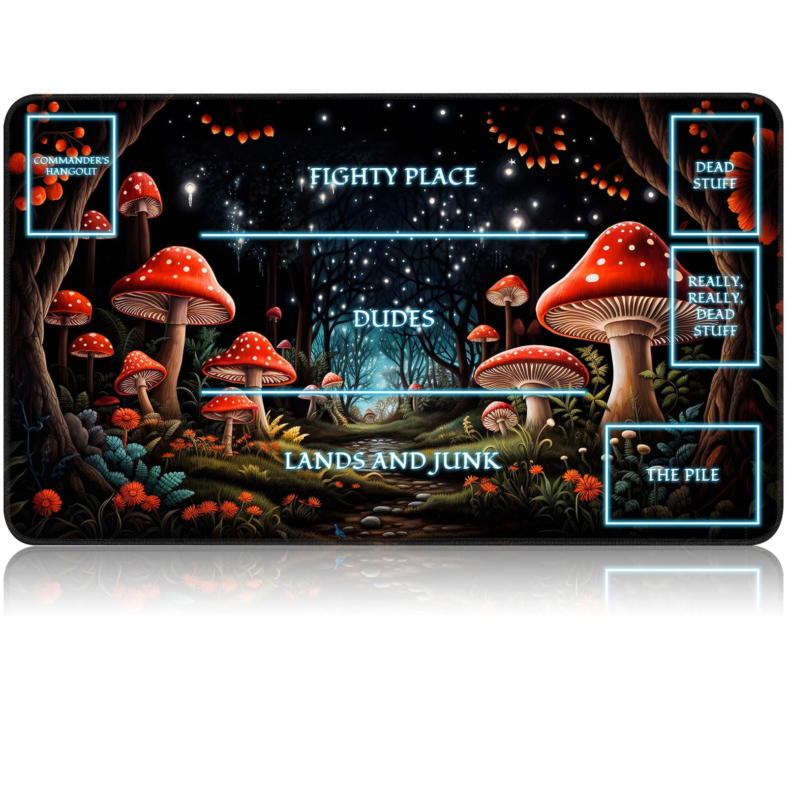 for MTG Game Playmat, for Magic TCG Rubber Play mat,Tabletop Card Playmats with Smooth Surface,Trading Card Inked Game Mat with White Zones,Battle Game,Forest Musnroom