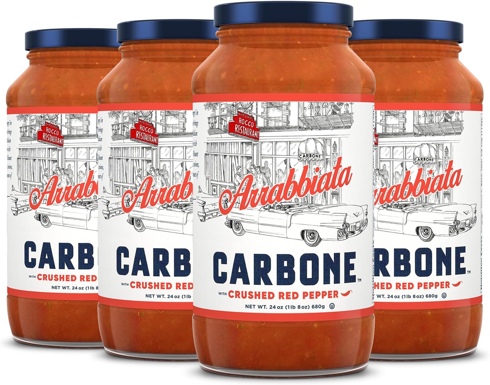 Arrabbiata Pasta Sauce | Tomato Sauce Made with Fresh & All-Natural Ingredients | Non GMO, Vegan, Gluten Free, Low Carb Pasta Sauce, 24 Fl Oz (Pack of 4)
