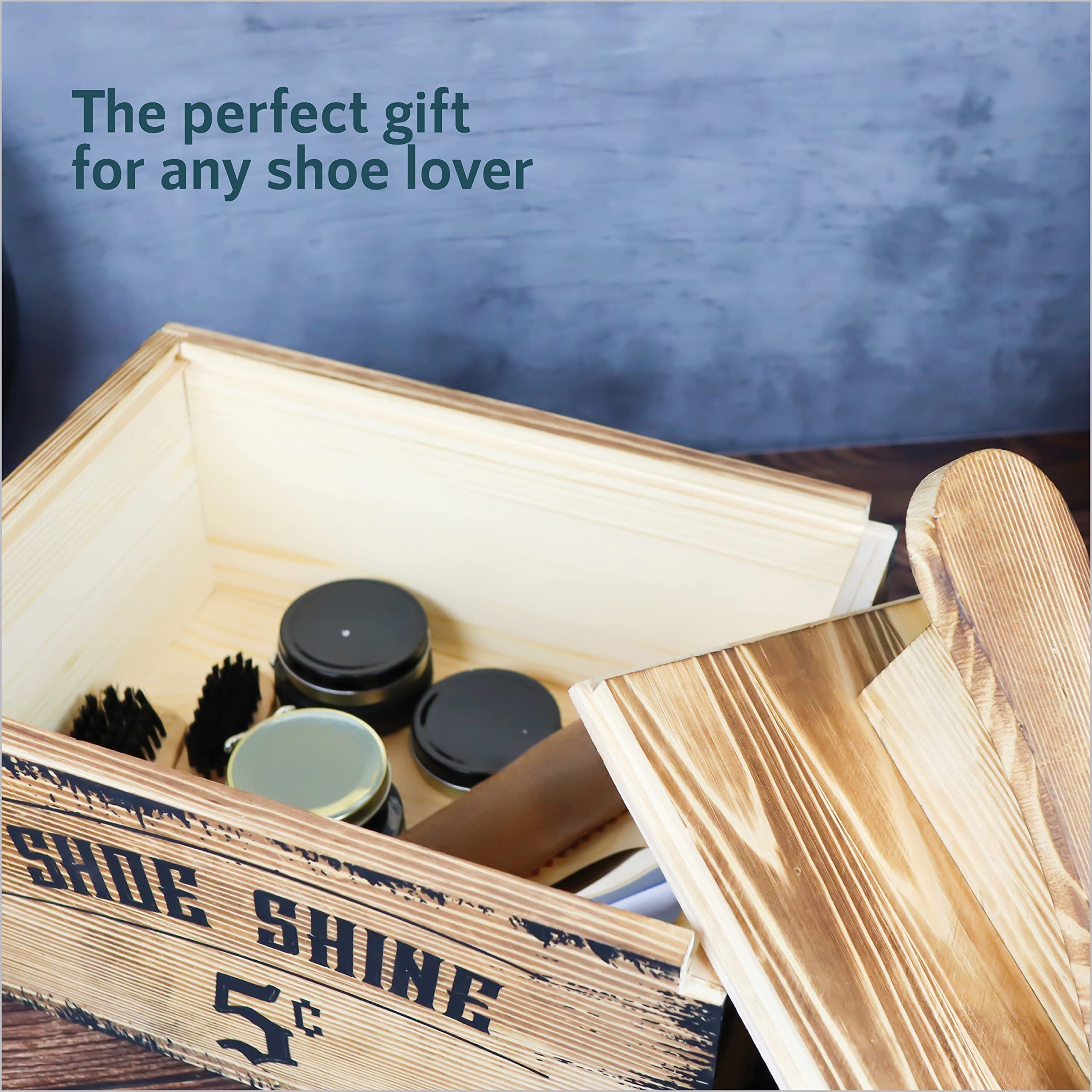 Vintage Wooden Shoe Shine Box With Foot Rest - Rustic Wood Box