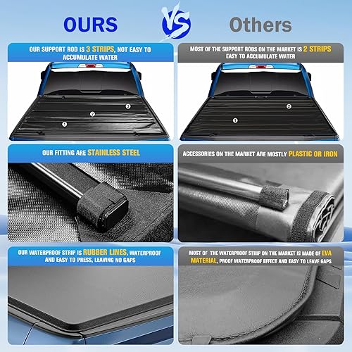 Miniatura 4 de Cubierta tonneau enrollable suave de 5.1 pies para Chevrolet ColoradoGMC Canyon 2004-2012, Isuzu i-350 2006, Isuzu i-370 2007-2008 5.1 pies (61.2