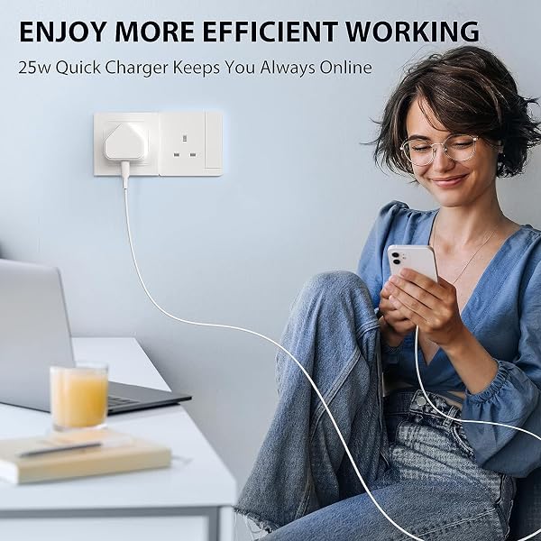 USB C Plug for iPhone 16 15 14 13 12 11 Pro Max Plus X XS XR 8, SE 2020, iPad Pro Air Mini, AirPods Pro, Samsung Galaxy, 25W Fast Charger USBC Type C Power Charging Head Adapter Charge Wall PD UK - 3