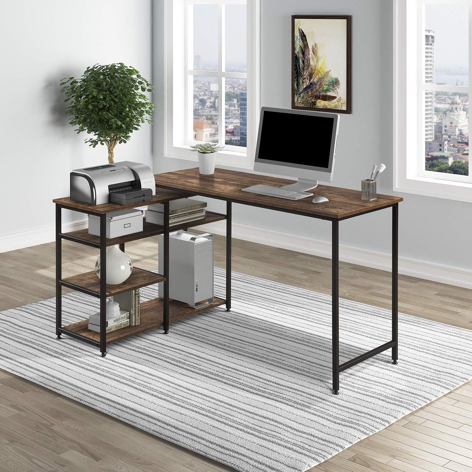 Home Office 47.25IN LShaped Computer Desk,Left or Right