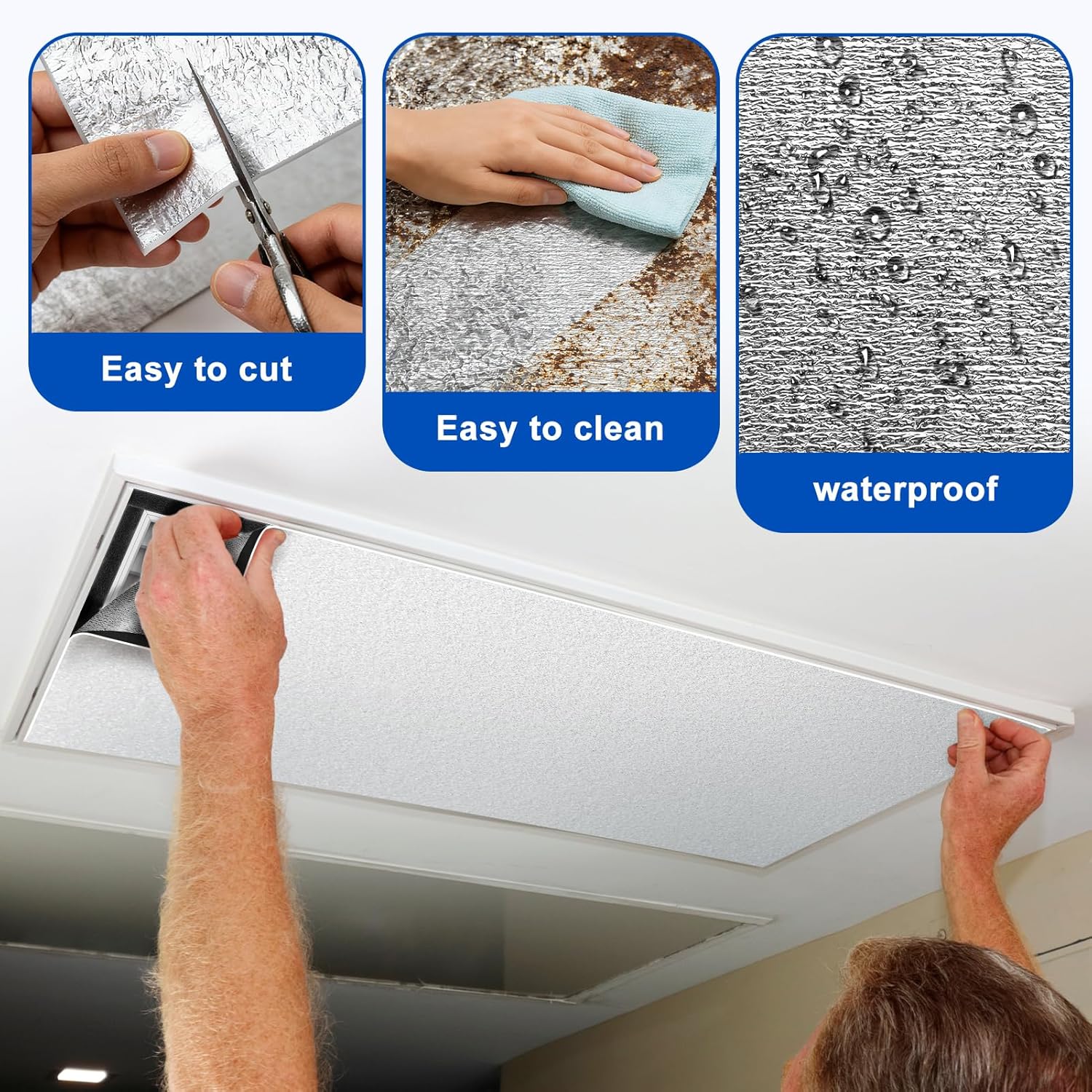 REOPOPO 51 x 39” Attic Fan Cover, Attic Door Insulation Cover with with Sticky Self-Adhesive Hook and Loop Tape, Attic Cover, Whole House Fan Cover, Attic Ceiling Insulation Shutter Cover
