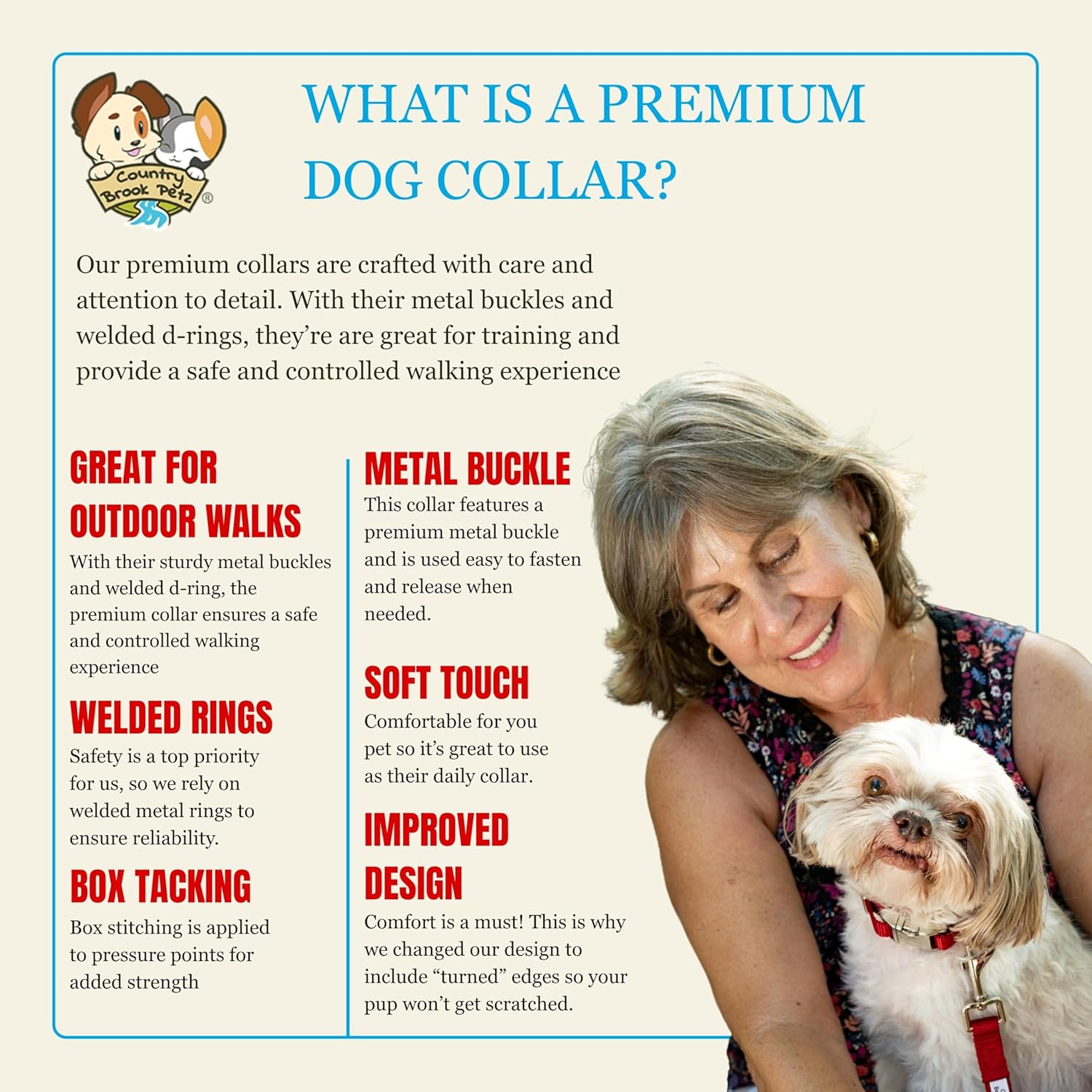 Country Brook Petz - Premium Nylon Dog Collar with Metal Buckle for Small Medium Large Breeds - 10+ Warm Colors (Medium, 3/4 Inch, Red)
