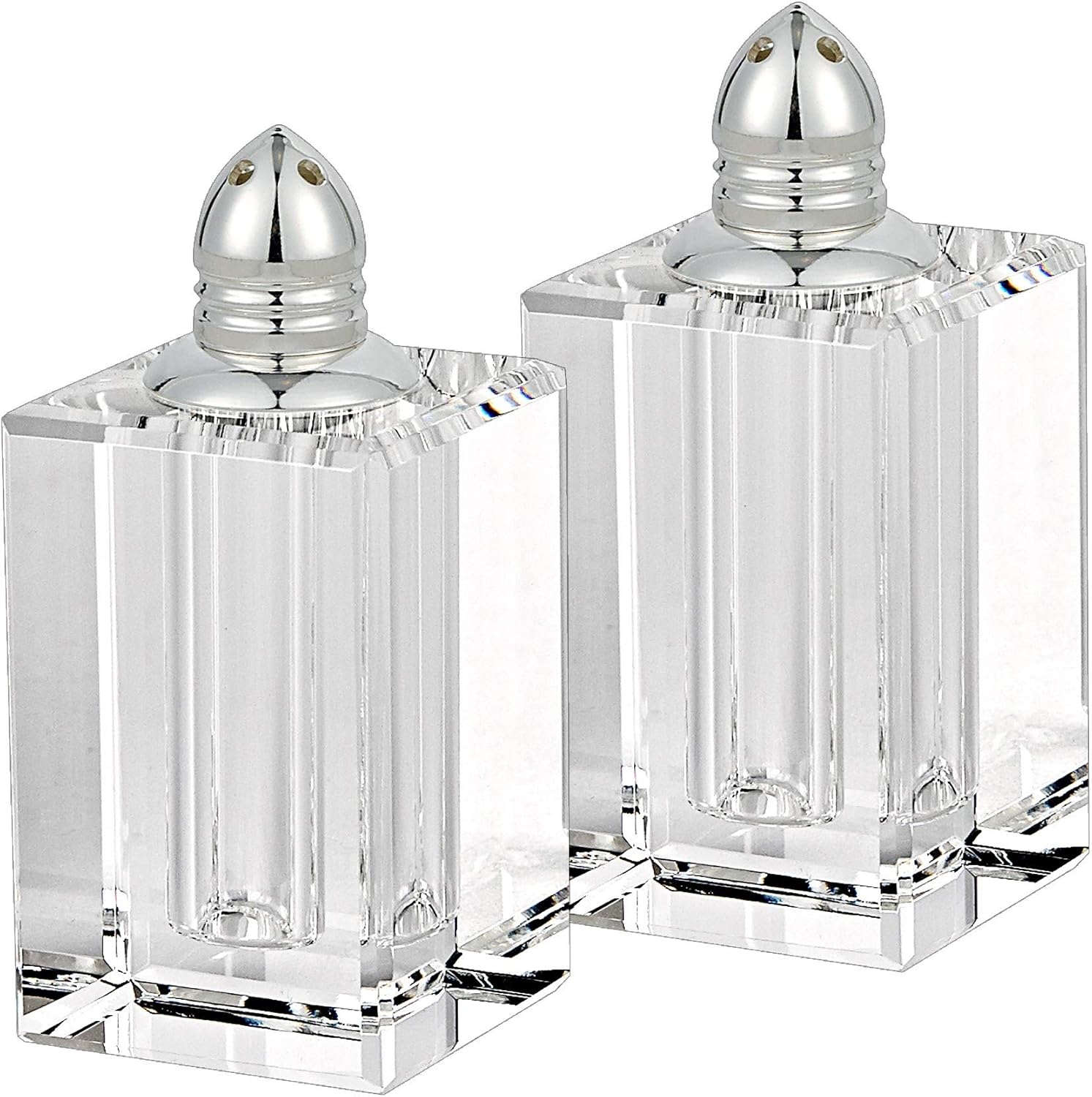 (D) Handcrafted Salt & Pepper Shakers Set (3.5" Square (Gold))