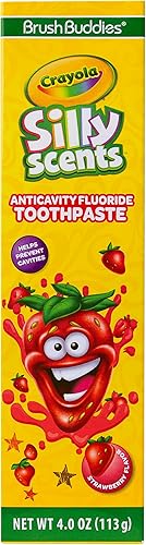 Miniatura 2 de Brush Buddies Crayola Silly Scents - Pasta de dientes para niños con sabor a flúor, pasta de dientes anticaries para niños a partir de 2 años, sabor