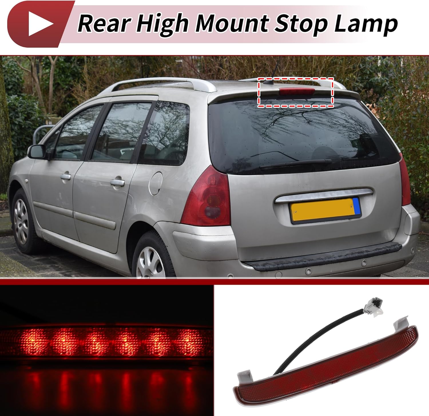LED Third Brake Light for Honda Civic EX 2 Door Coupe No.34270SVAA01 3rd High Mounted Stop Lamp ABS Rear Center High Level Brake Light 1 Pcs Red