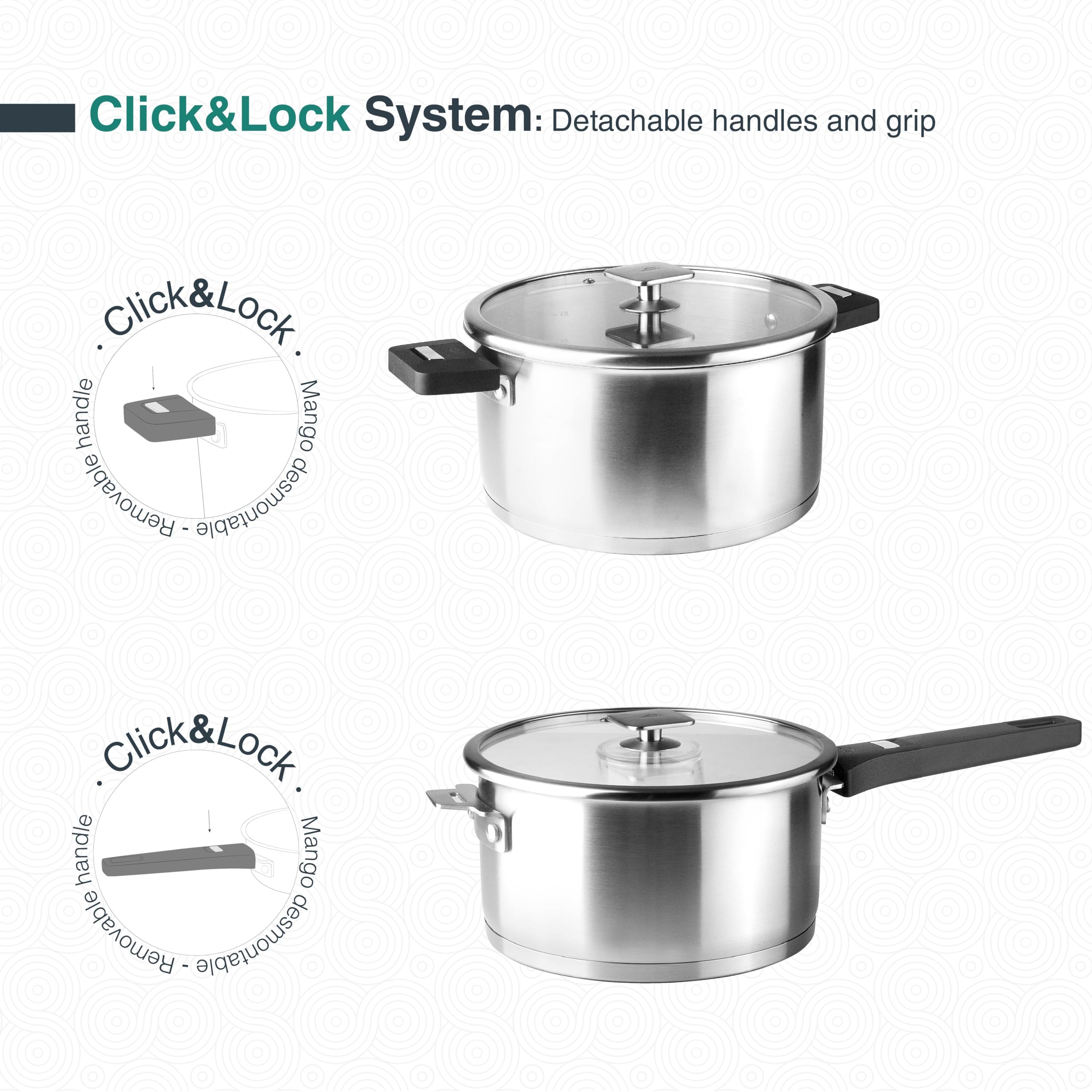 Lacor - 56624 - Corps de poêle Combi, acier inoxydable 18/10, aluminium, 5,5 litres, fond de diffuseur de chaleur sandwich, empilable, à induction, lavable au lave-vaisselle, au four, ø20cm