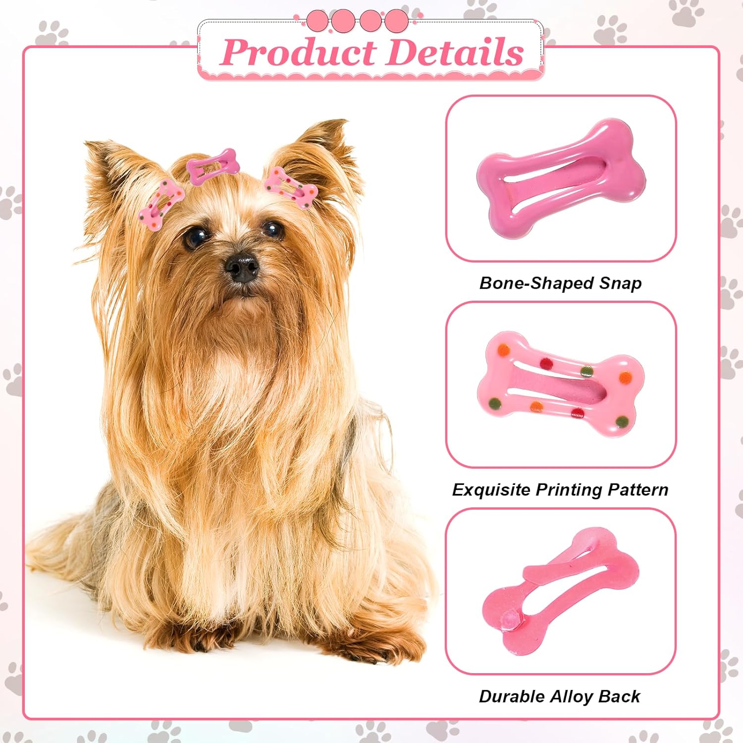 50個 骨ヘアクリップ、ガールズドッグピンカラフルペット用品小型ヘアクリップ犬のグルーミングディールアパレル ガールアクセサリー P