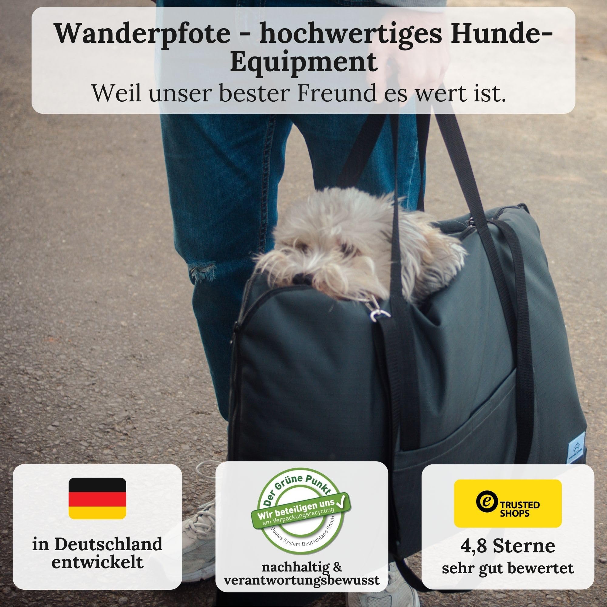 Hundebett für Unterwegs – hochwertiges Orthopädisches Hundebett – praktische Tragetasche für Gepäck oder Tragehilfe Hund – Hundematte OekoTex und GSR Zertifiziert (Grau, M)