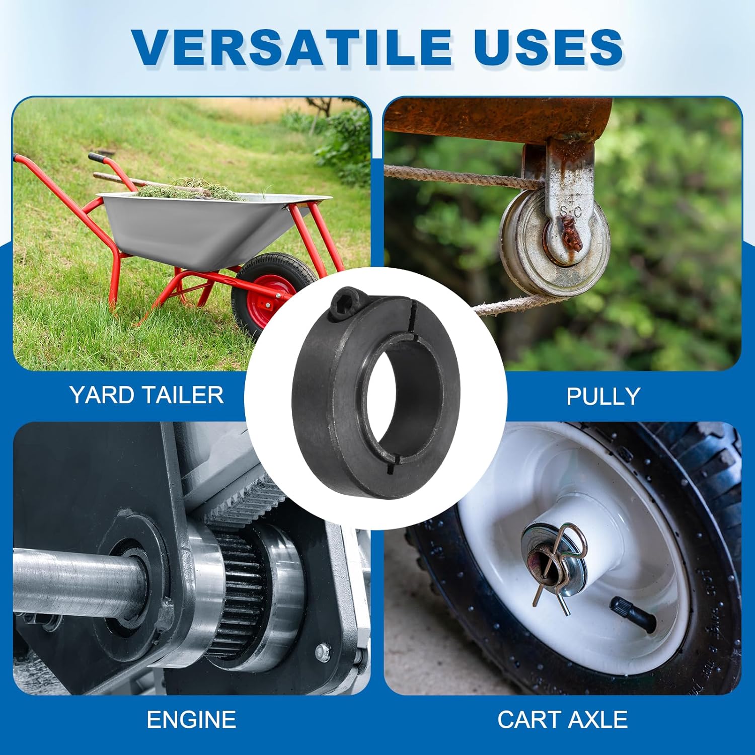 MECCANIXITY Single Split Shaft Collar 1"(25mm) Bore Carbon Steel Clamp-On Screw Collar 1 3/4"(45mm) OD x 9/16"(14mm) H for Drive Shafts Agricultural Implements Machine Tool Black, 2 Pcs